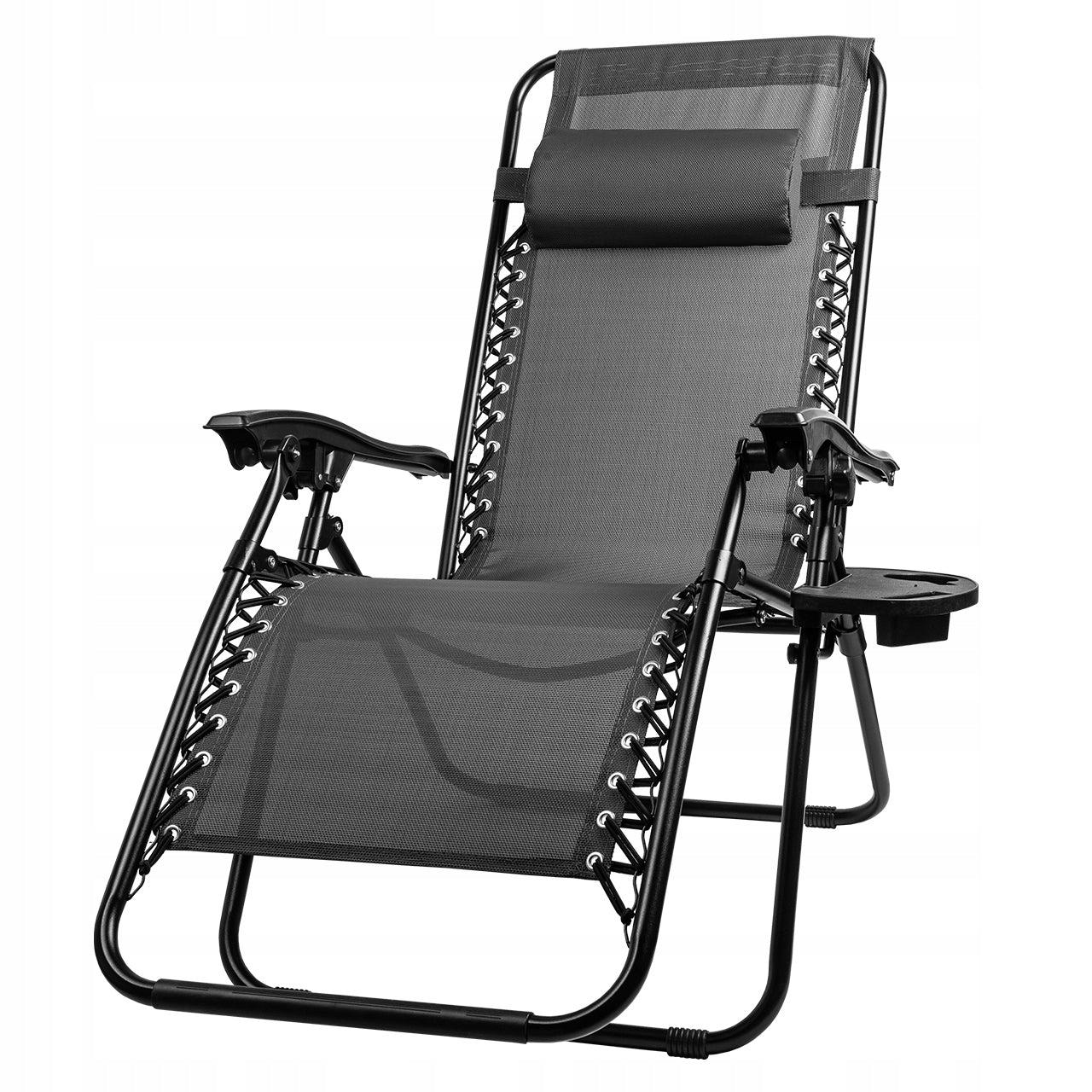 BEACH CHAIR FOLDING CHAIR ZERO GRAVITY HEADREST SHELF Model Leżak Składany PARADISE ZeroGravity D.GRAY