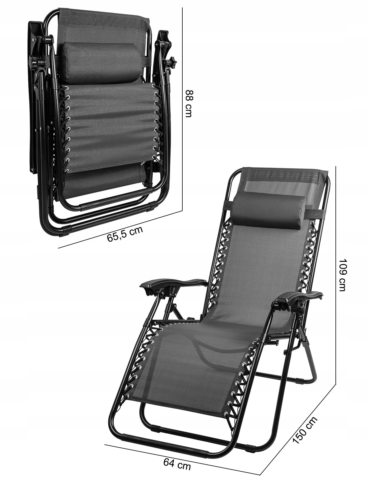 BEACH CHAIR FOLDING CHAIR ZERO GRAVITY HEADREST SHELF Packaging status original