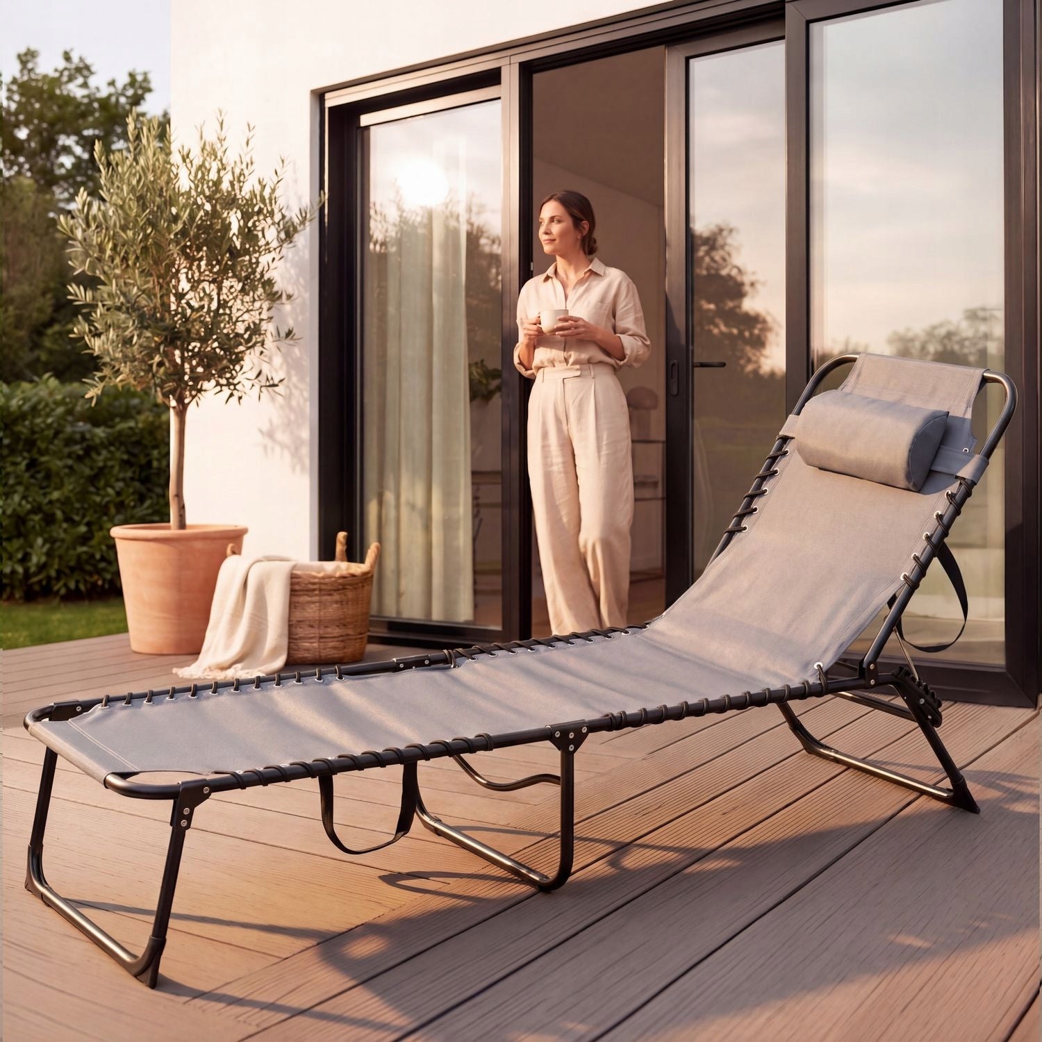 BEACH CHAIR FOLDING TERRACE BED BACKREST ADJUSTMENT OUTTEC Weight 5.3 kg