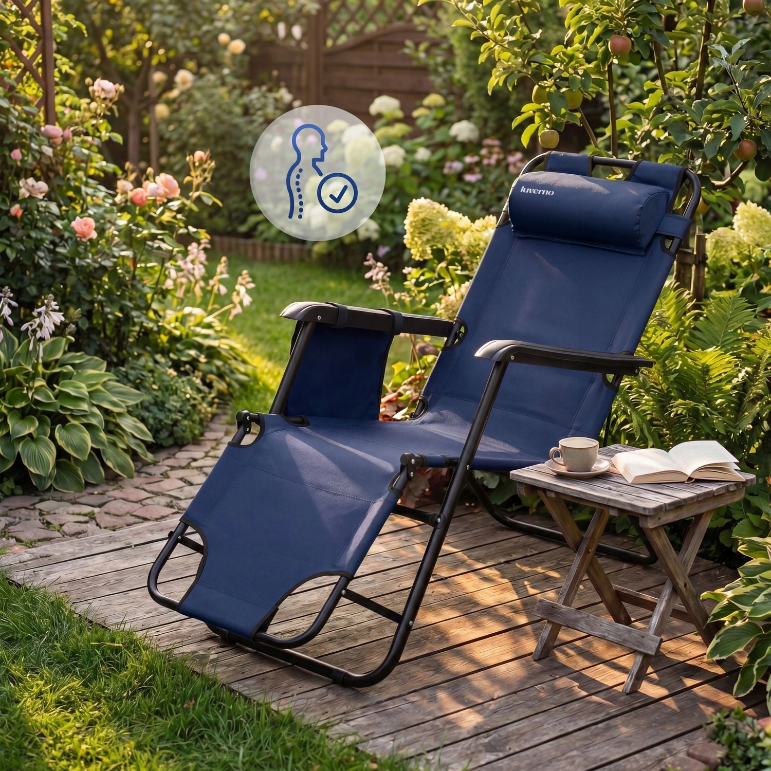 BEACH CHAIR FOLDING TOURIST WITH BACKREST HEADREST LUVERNO Model Ou-1334520793