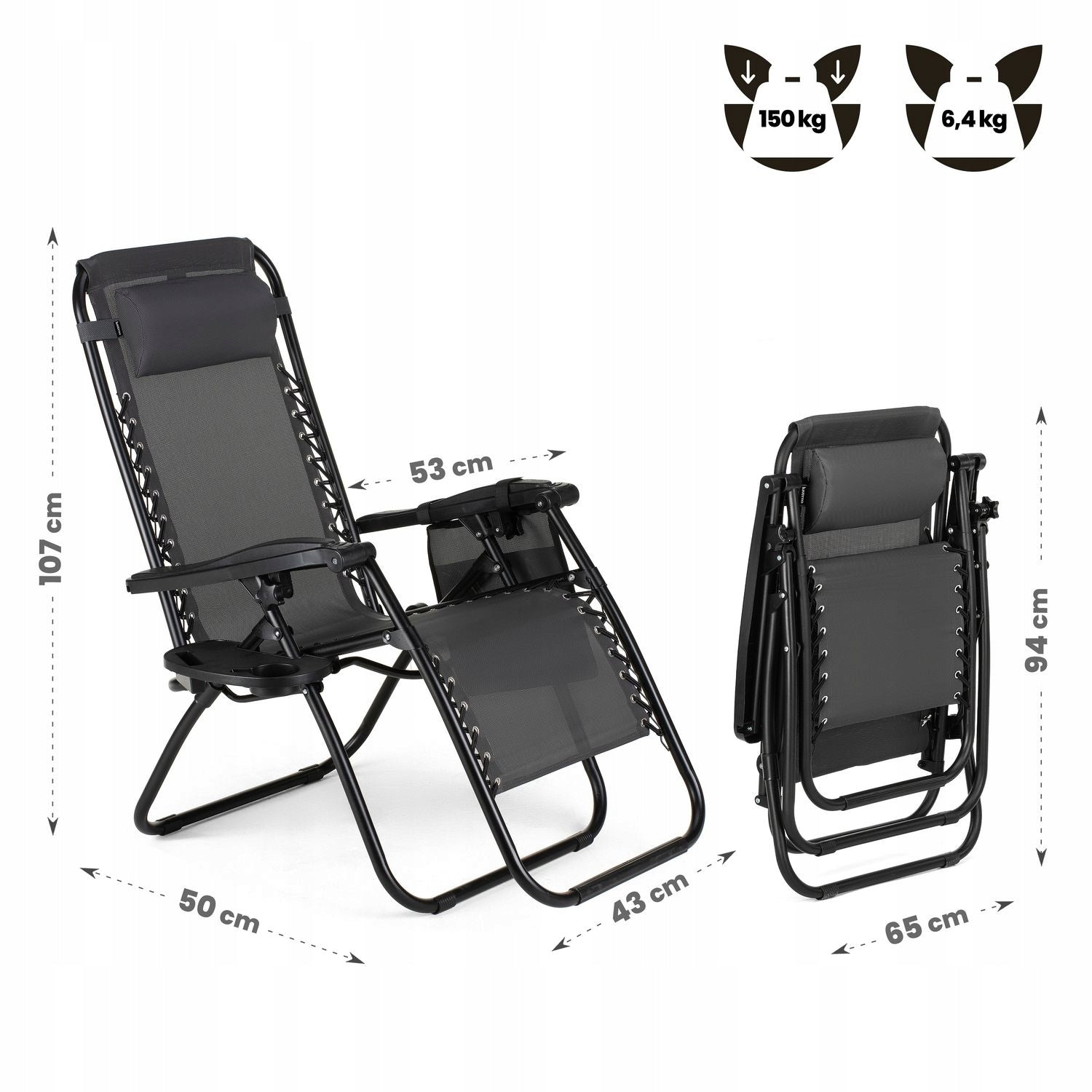 BEACH CHAIR FOLDING ZERO GRAVITY LUVERNO Color gray