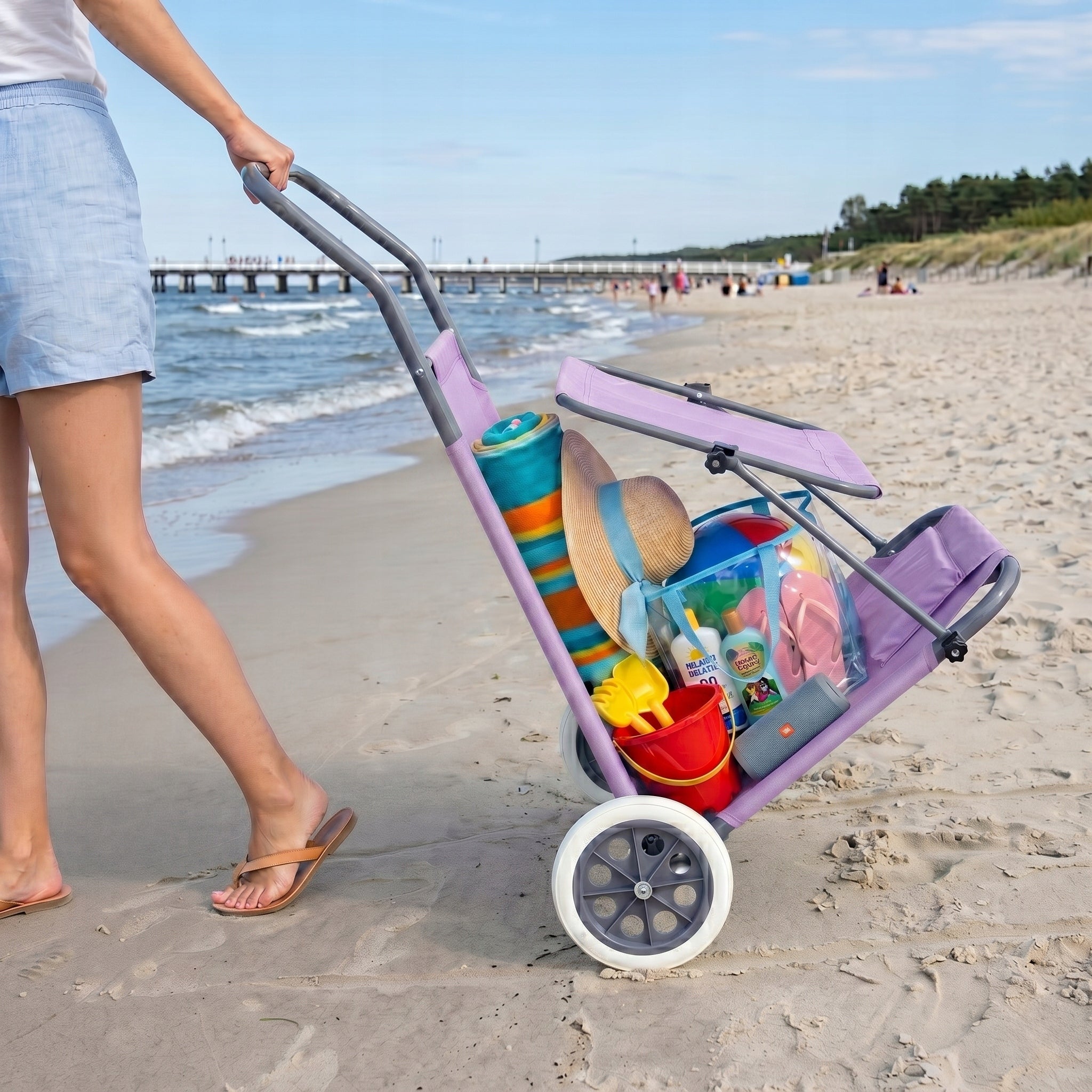 BEACH CHAIR GARDEN FOLDING TOURIST COUCH STROLLER WHEELS COUCH Model LEŻAK TURYSTYCZNY Z ZAGŁÓWKIEM SKŁADANY FOTEL