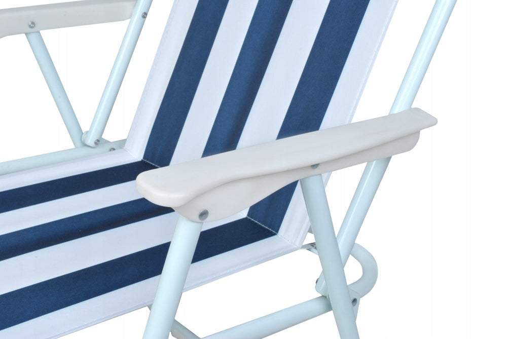 BEACH CHAIR HIKING CHAIR FOLDING ARMCHAIR Model Niebiesko- biały