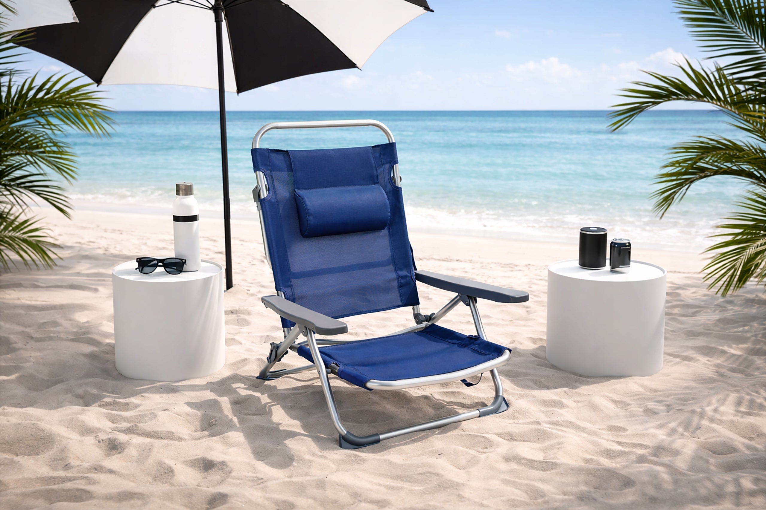 BEACH CHAIR HIKING FOLDING LIGHT OLIVIA NAVY BLUE Color blue