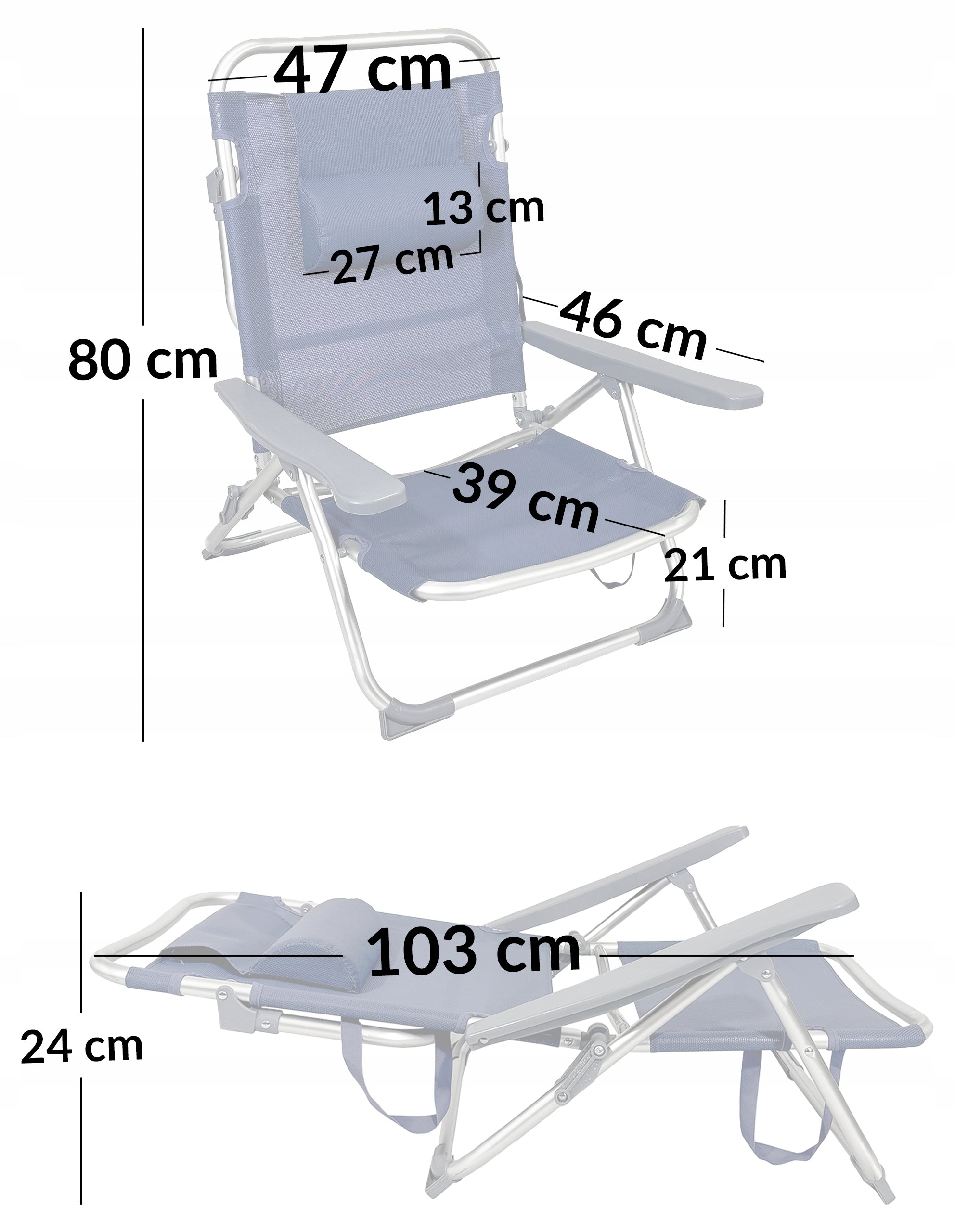 BEACH CHAIR HIKING FOLDING LIGHT OLIVIA NAVY BLUE Manufacturer code 5.10.13495