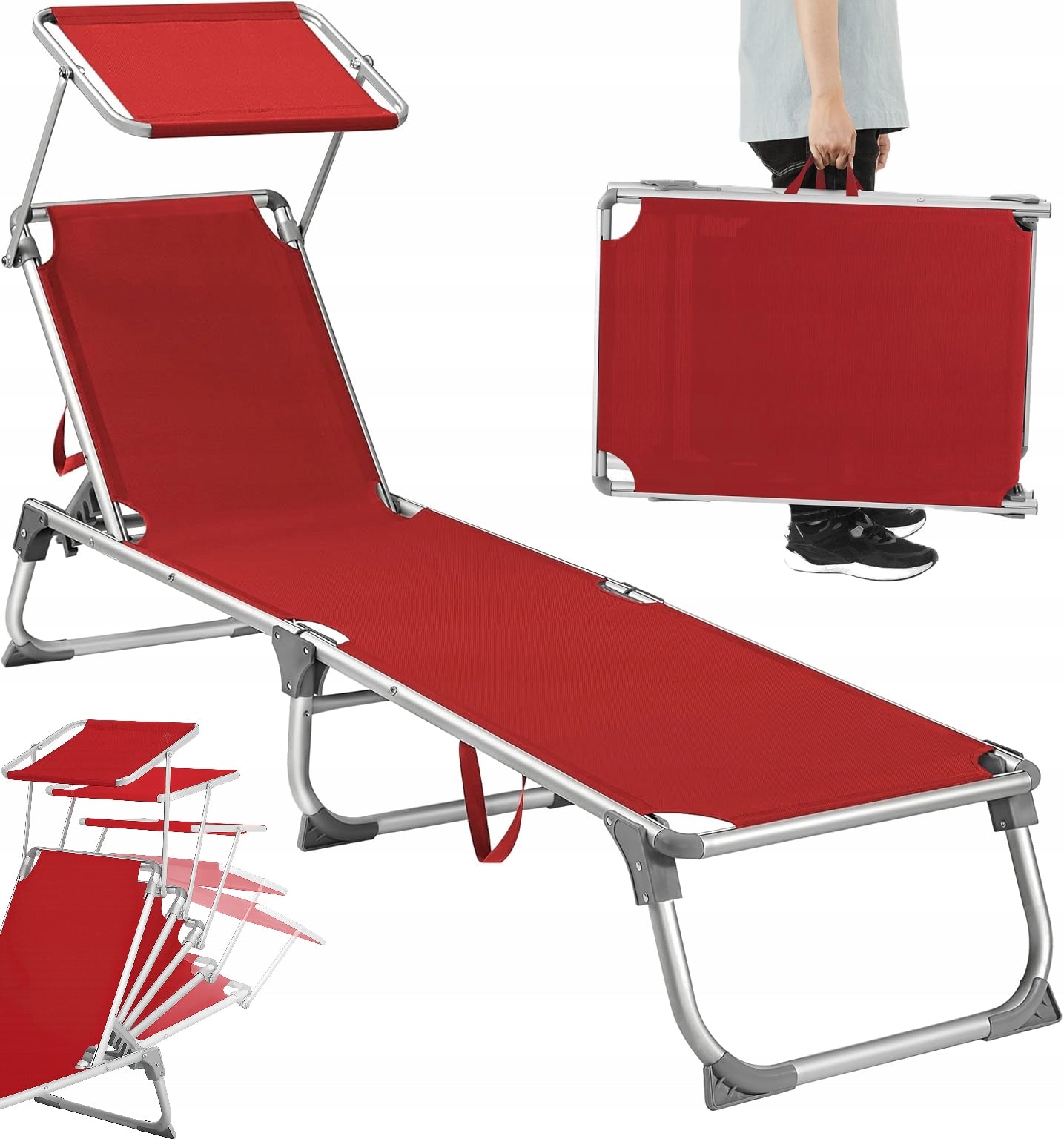 BEACH CHAIR LIGHT WITH ROOF PORTABLE FOR POOL GARDEN