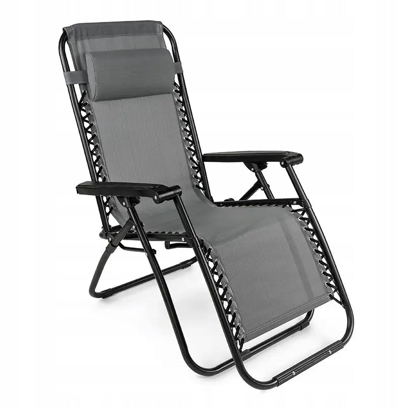 BEACH CHAIR ZERO GRAVITY - FOLDING CHAIR WITH PILLOW - GREY Color gray