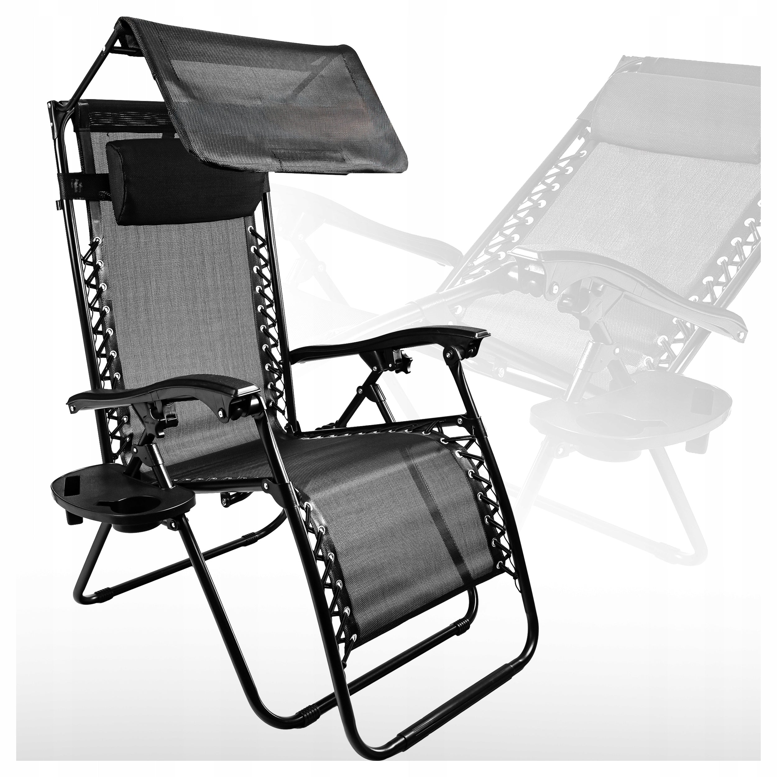 BEACH LOUNGER FOLDING + CANOPY TABLE Convenient for Terrace to Garden Packaging status original