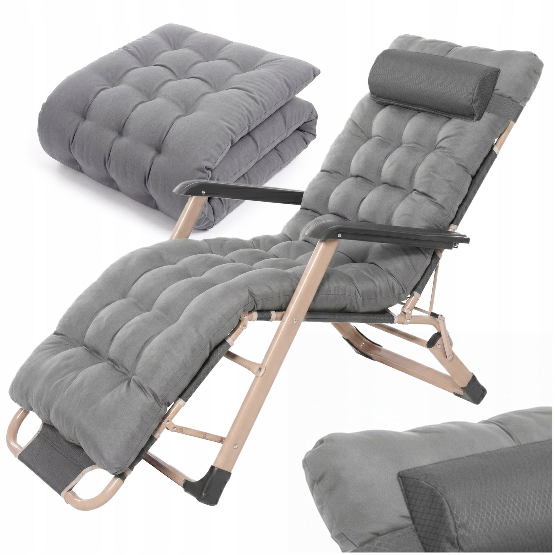 BEACH LOUNGER FOLDING CHAIR ZERO GRAVITY TOURIST BEACH 2in1