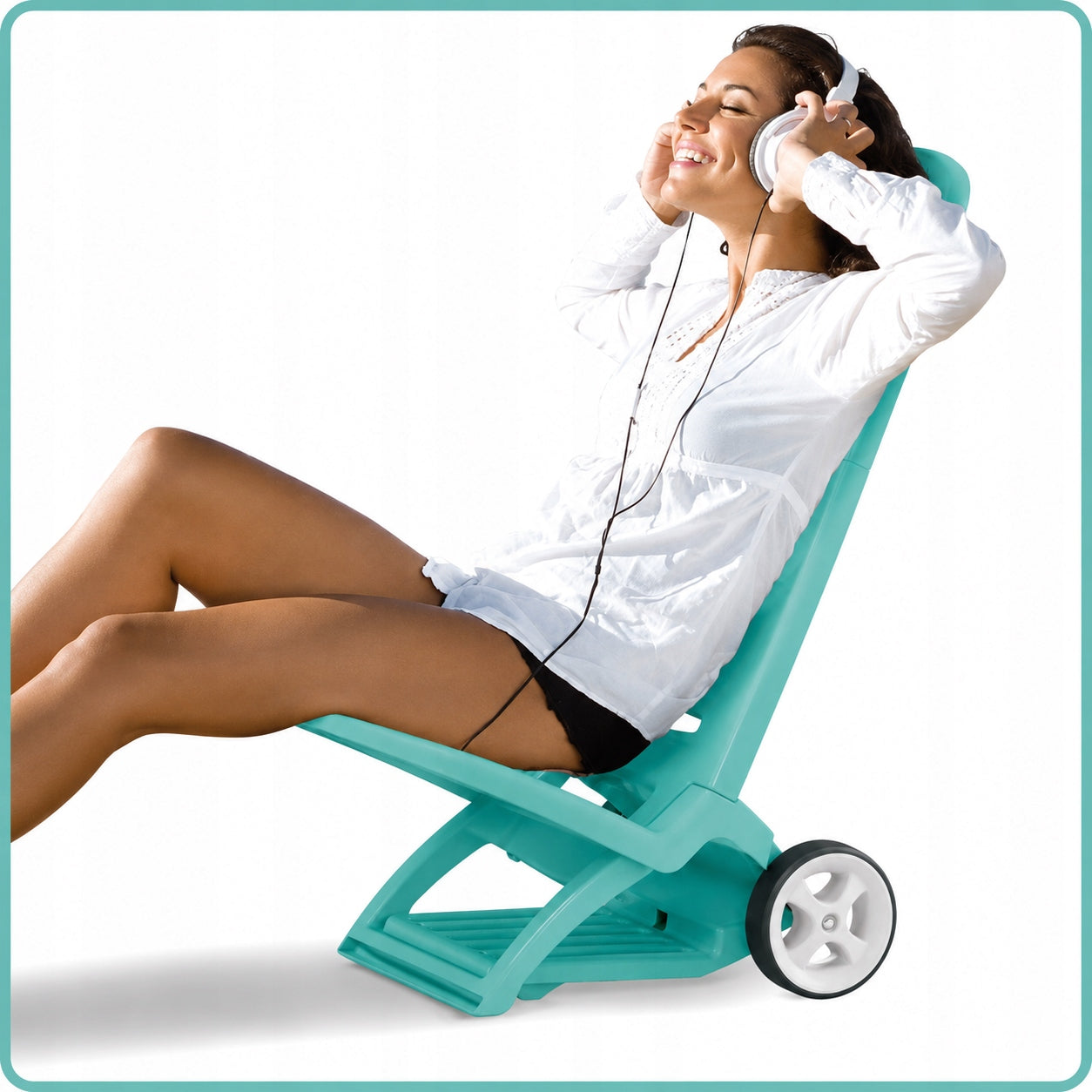 BEACH LOUNGER GARDEN ON WHEELS CHAIR FOLDING TRANSPORT TROLLEY 2in1 Frame material synthetic material