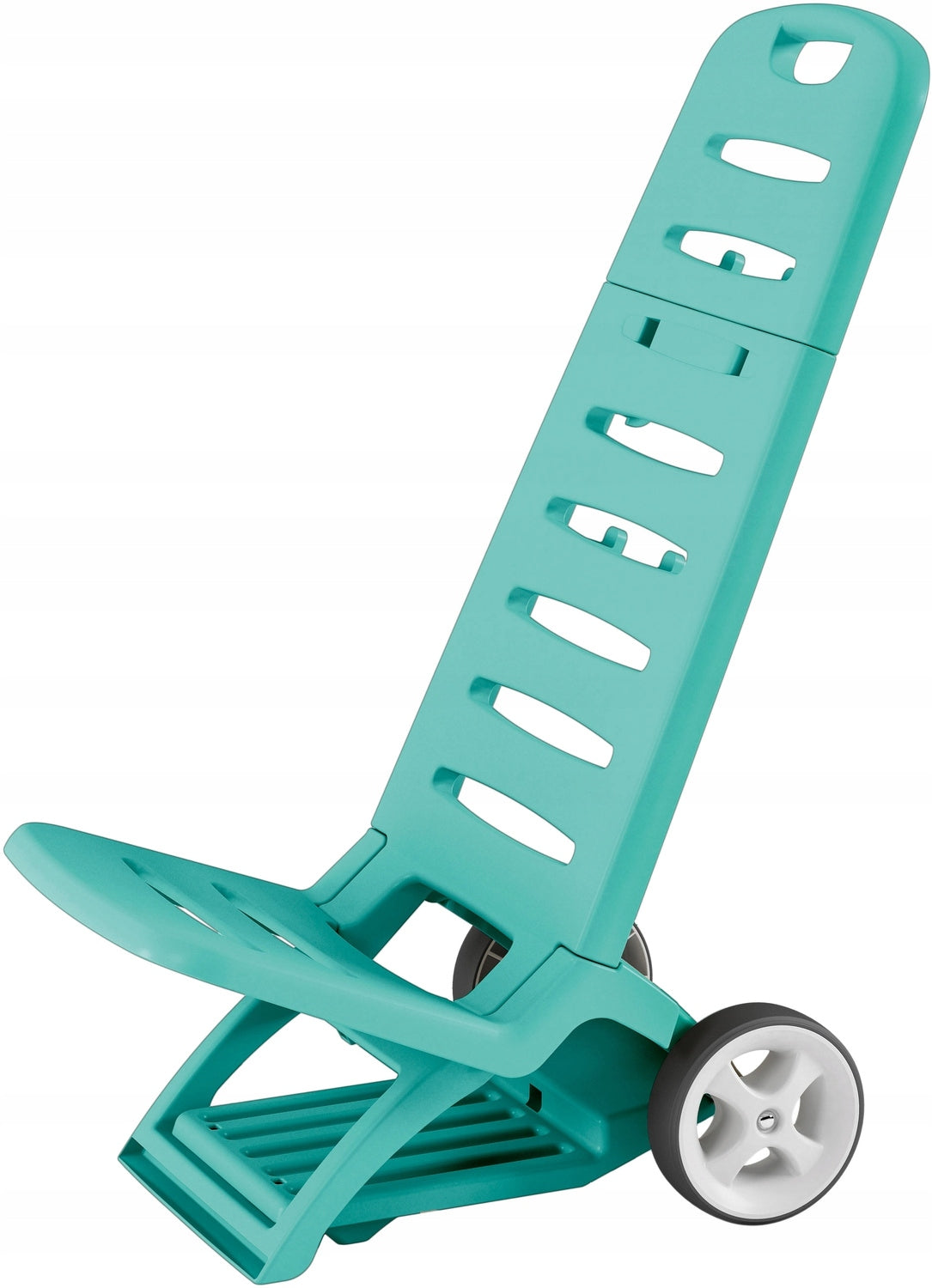 BEACH LOUNGER GARDEN ON WHEELS CHAIR FOLDING TRANSPORT TROLLEY 2in1 Kind sunbed