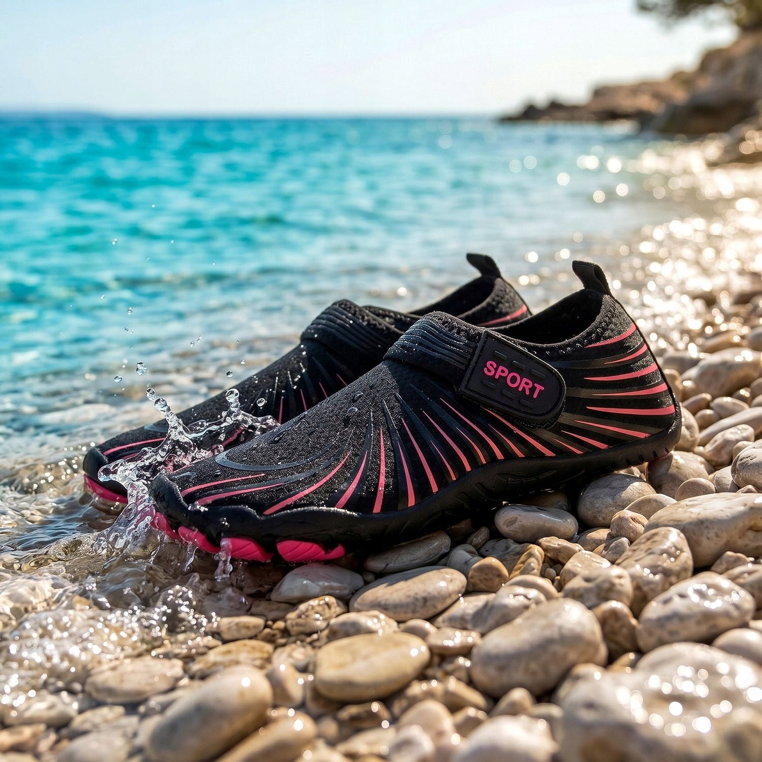 BEACH SWIMMING WATER SHOES FOR SEA URCHINS WOMEN'S STONES VELCRO 38 OUTTEC Brand Outtec