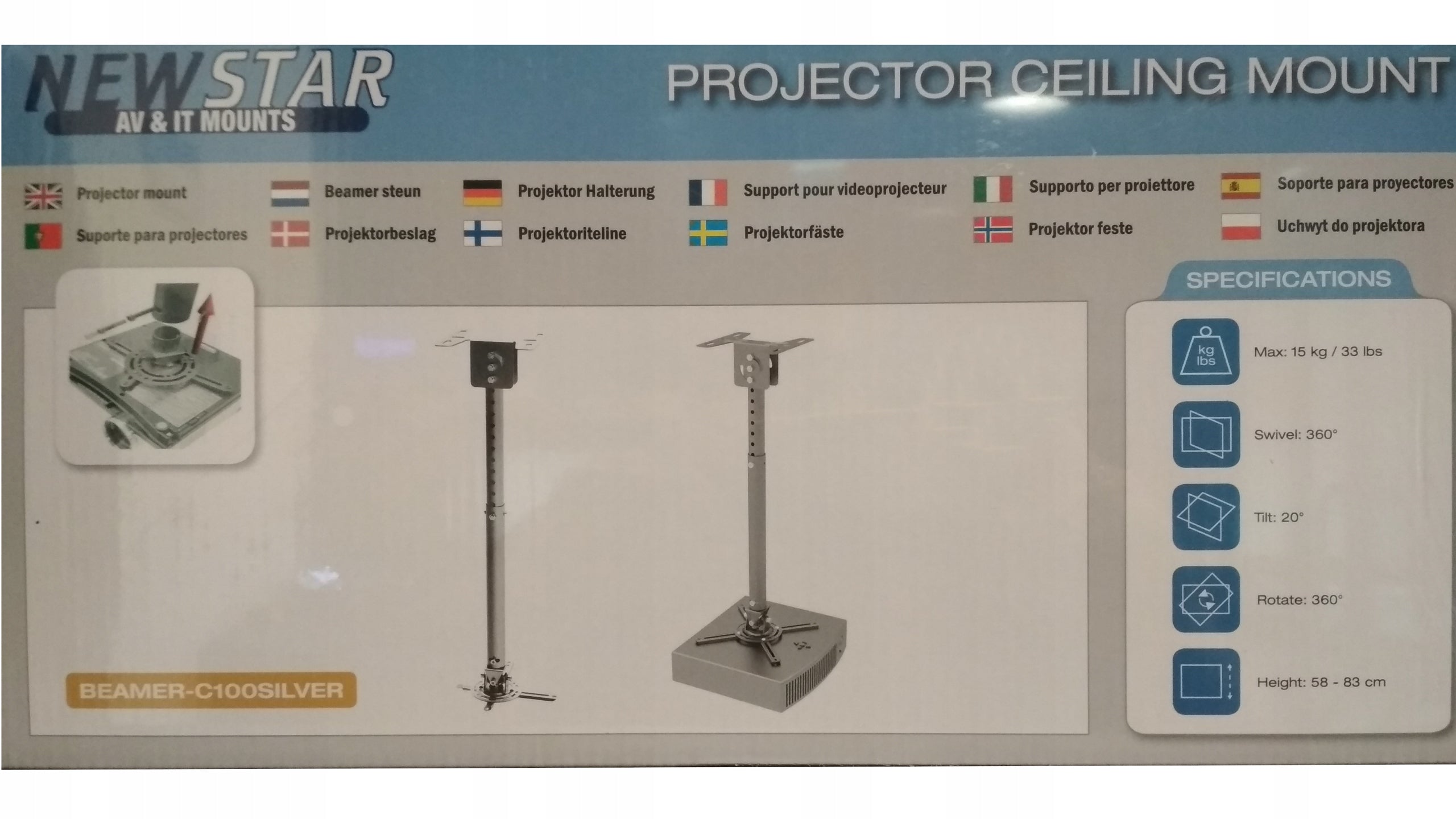 BEAMER-C100 ceiling mount for projector 58-83CM