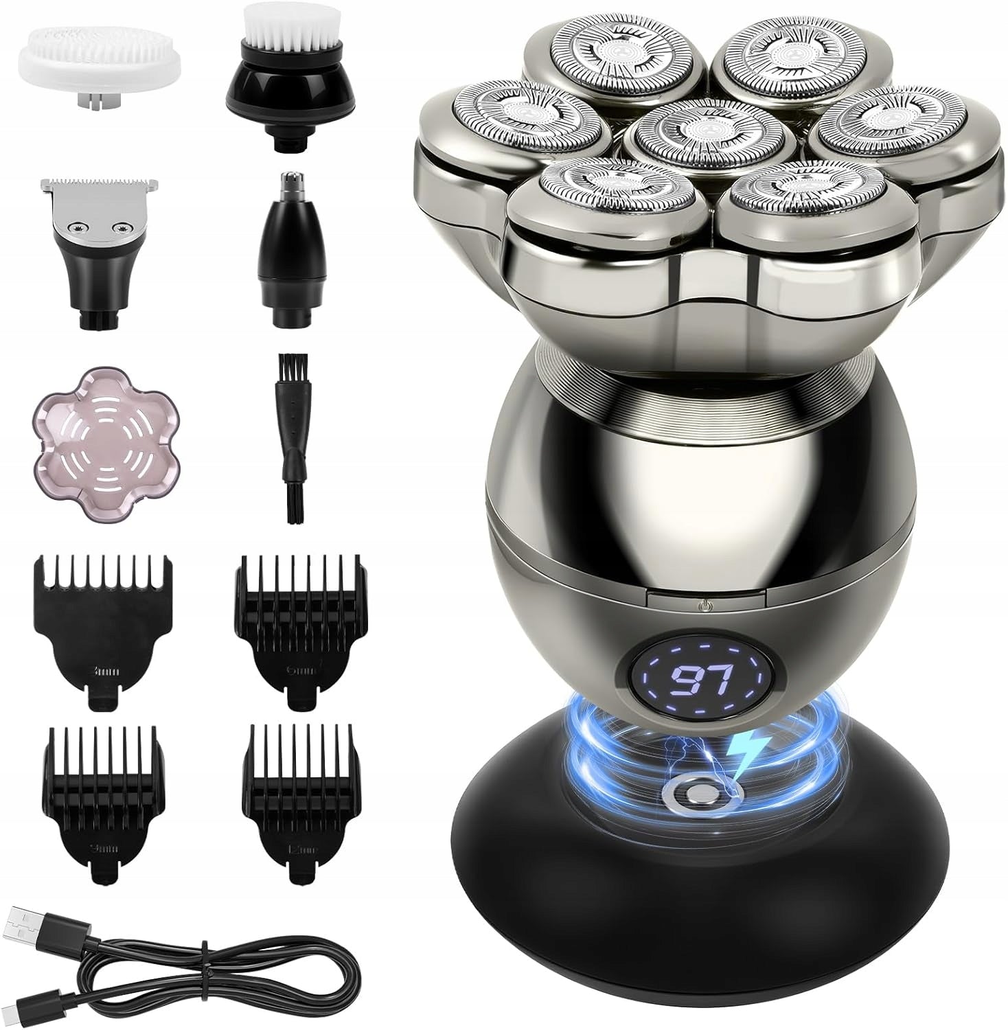 BEARD AND BODY TRIMMER SET TITANIUM BLADES 4 HEADS Packaging status original