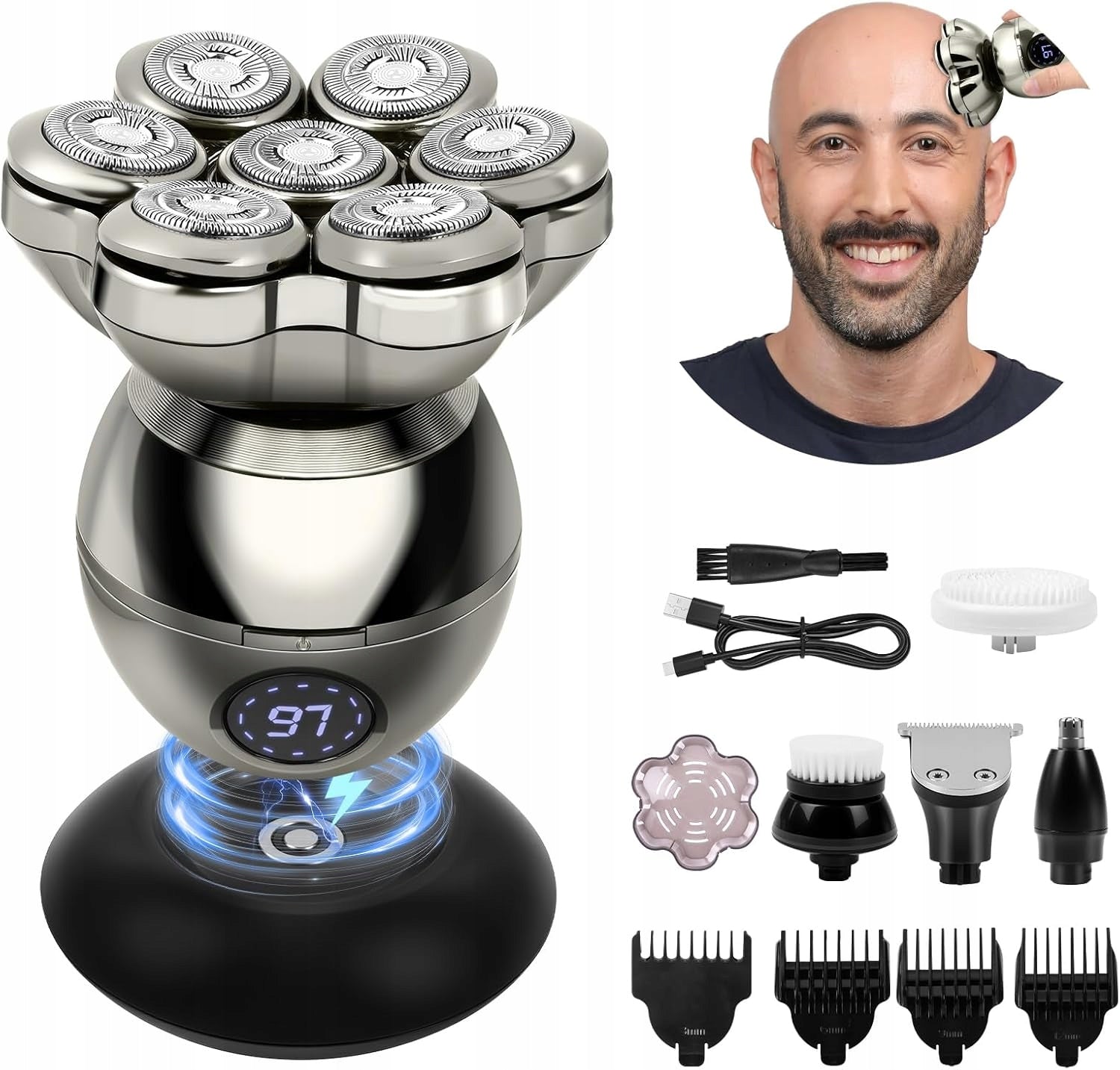 BEARD AND BODY TRIMMER SET TITANIUM BLADES 4 HEADS