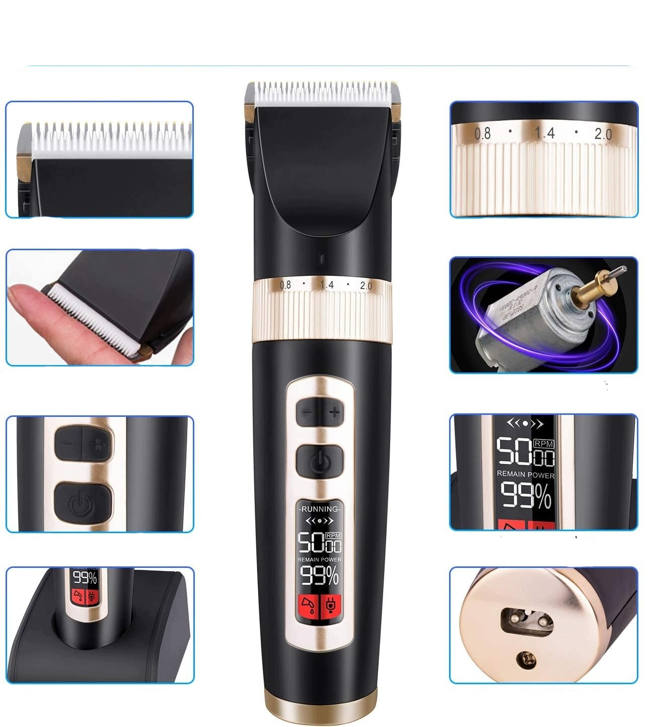 BEARD HAIR CLIPPER WIRELESS LCD CERAMIC Packaging status original
