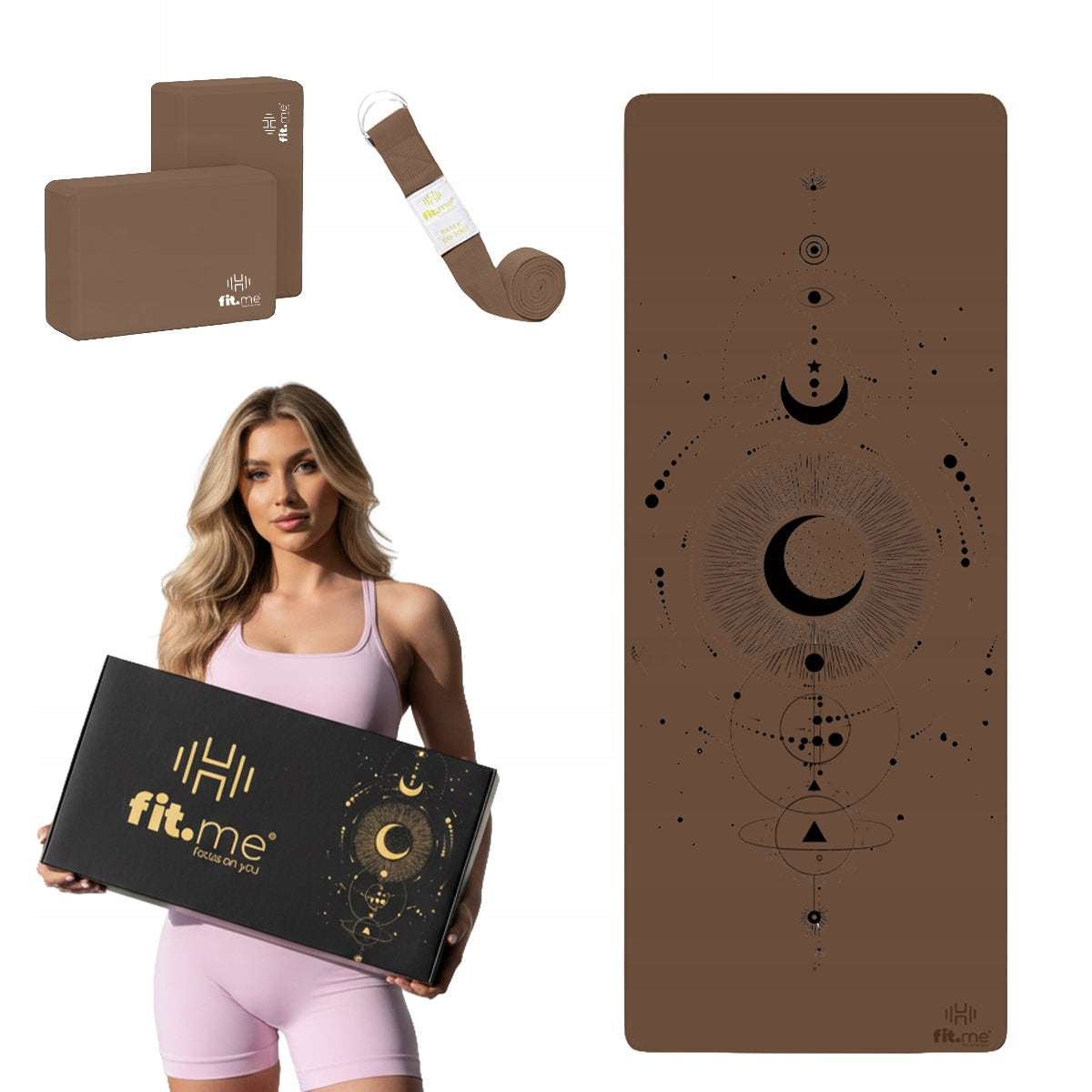 BEAUTIFUL MOON SET PREMIUM YOGA MAT RUBBER + CUBES + STRAP