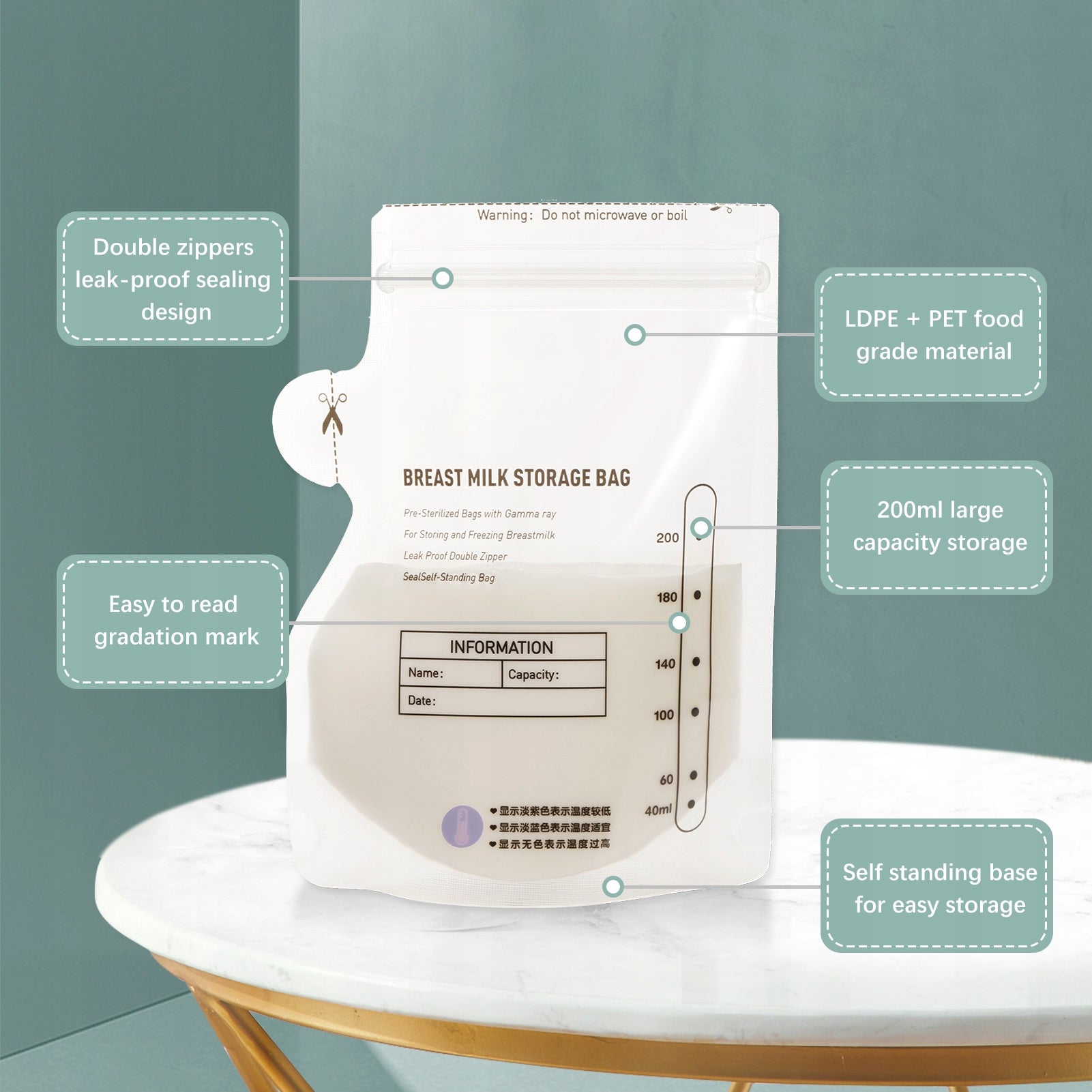 BEBEBAO Disposable breast milk storage bags 200 ml KU bags Medical device no