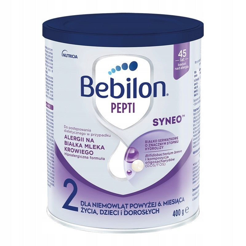 BEBILON PEPTI SYNEO 2 MILK 400 GRAMS FOR CHILDREN WITH MILK PROTEIN ALLERGY Packaging status original