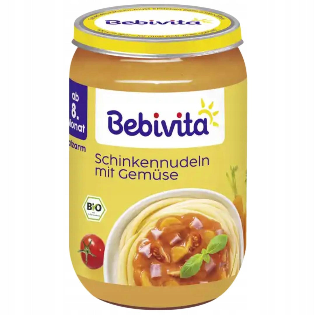 BEBIVITA PASTA WITH HAM AND VEGETABLES 220g 8m Packaging status original