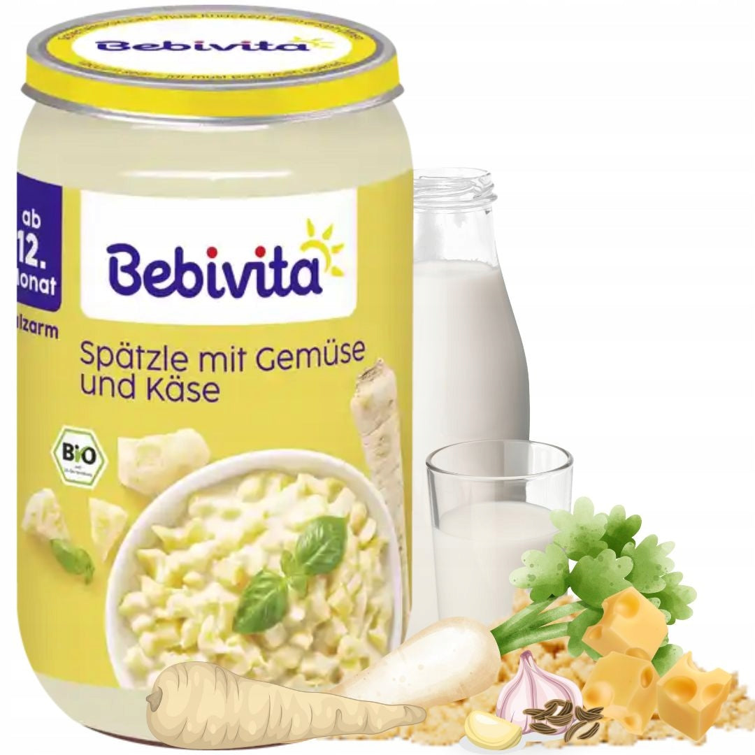 BEBIVITA VEGETABLE MASH OF NOODLES WITH CHEESE 12m OMEGA 3
