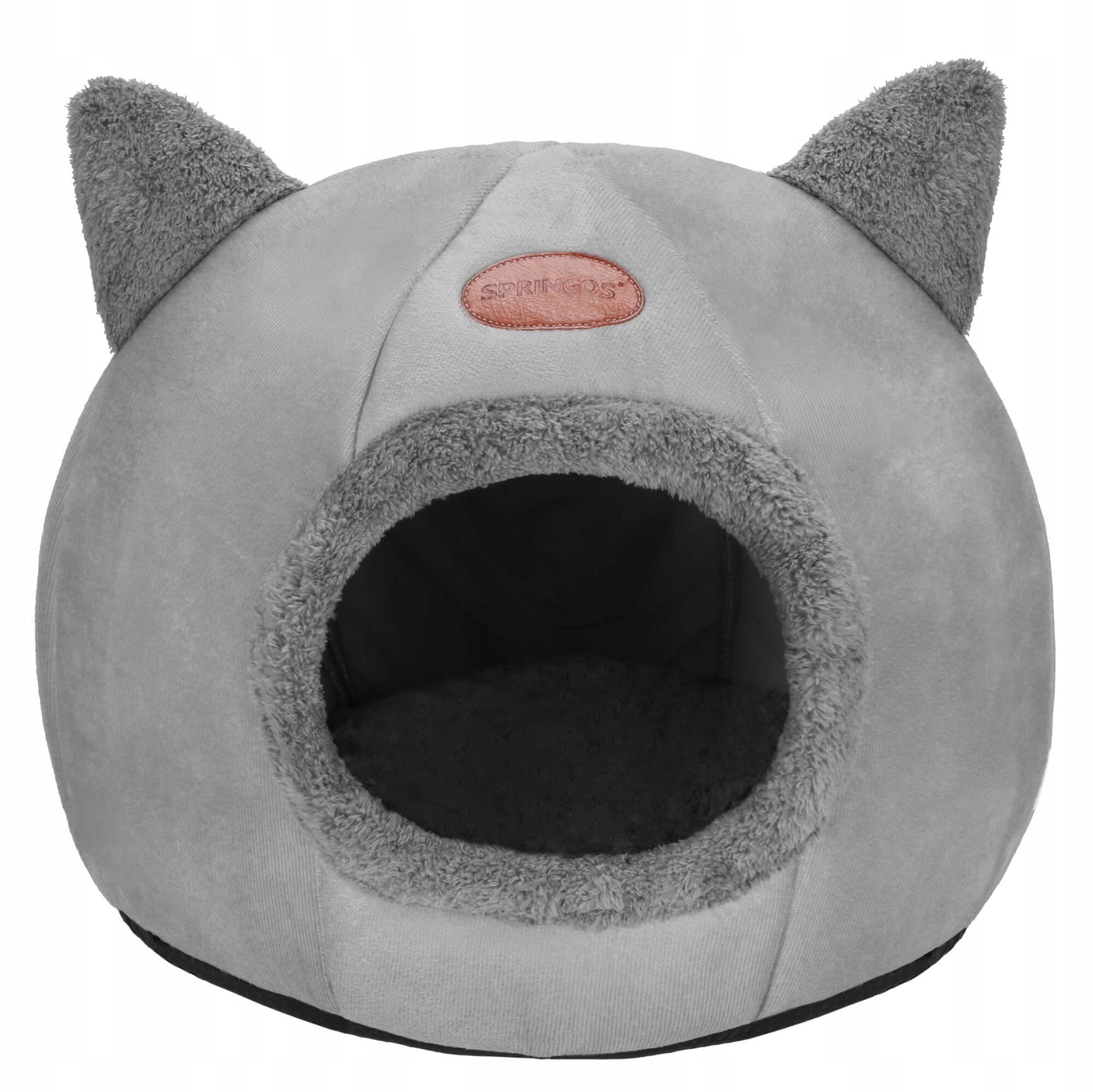 BED CAT HOUSE BOOTH PILLOW SOFT PLUSH 37x31cm M GREY Shape round