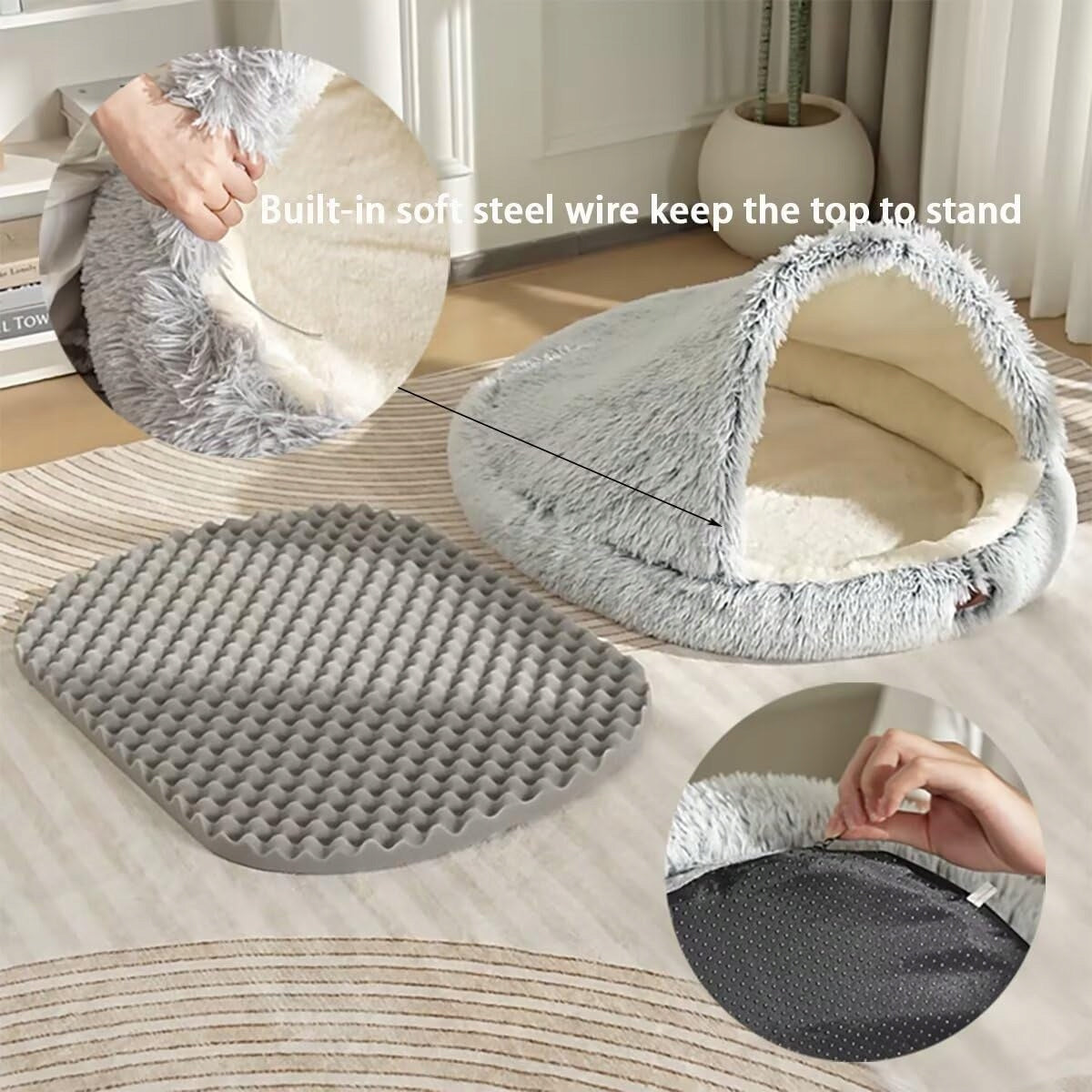 BED CAT HOUSE SMALL DOG BOOTH BED PLUSH WARM 60CM Brand no brand