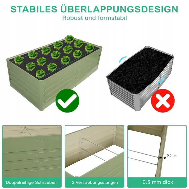 BED DISCOUNT MODERN ELEVATED GARDEN BED STEEL 182x91x54CM Material metal