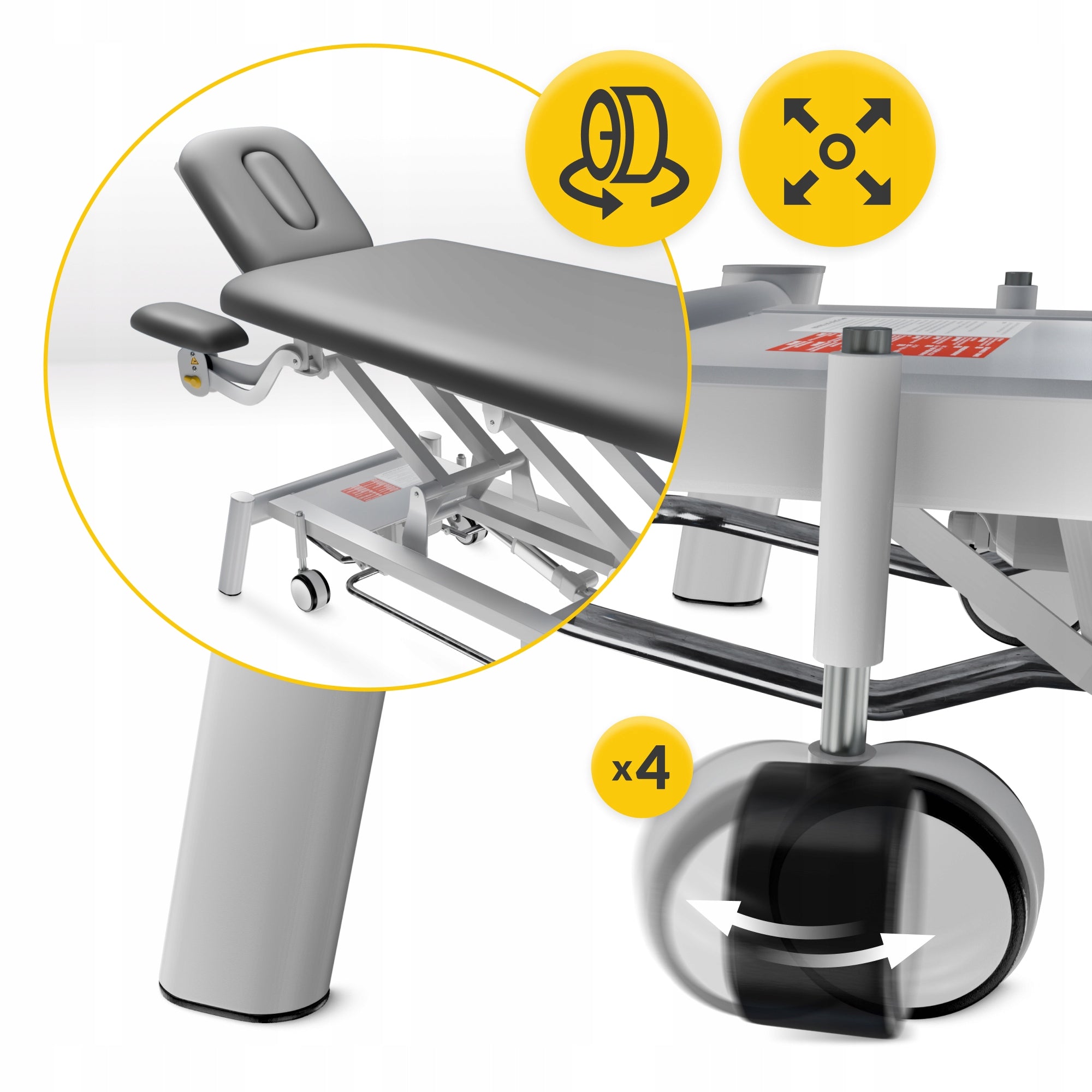BED ELECTRIC MASSAGE TABLE WITH HEIGHT ADJUSTMENT STATIONARY STEEL Manufacturer code Stół do masażu elektryczny regulowany GREY