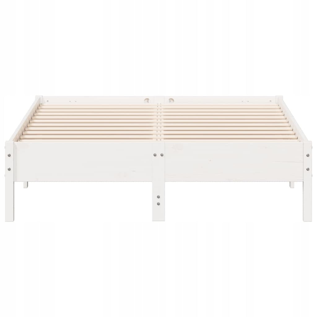 BED FRAME WHITE 135X190CM SOLID PINE WOOD Weight 24.78 kg