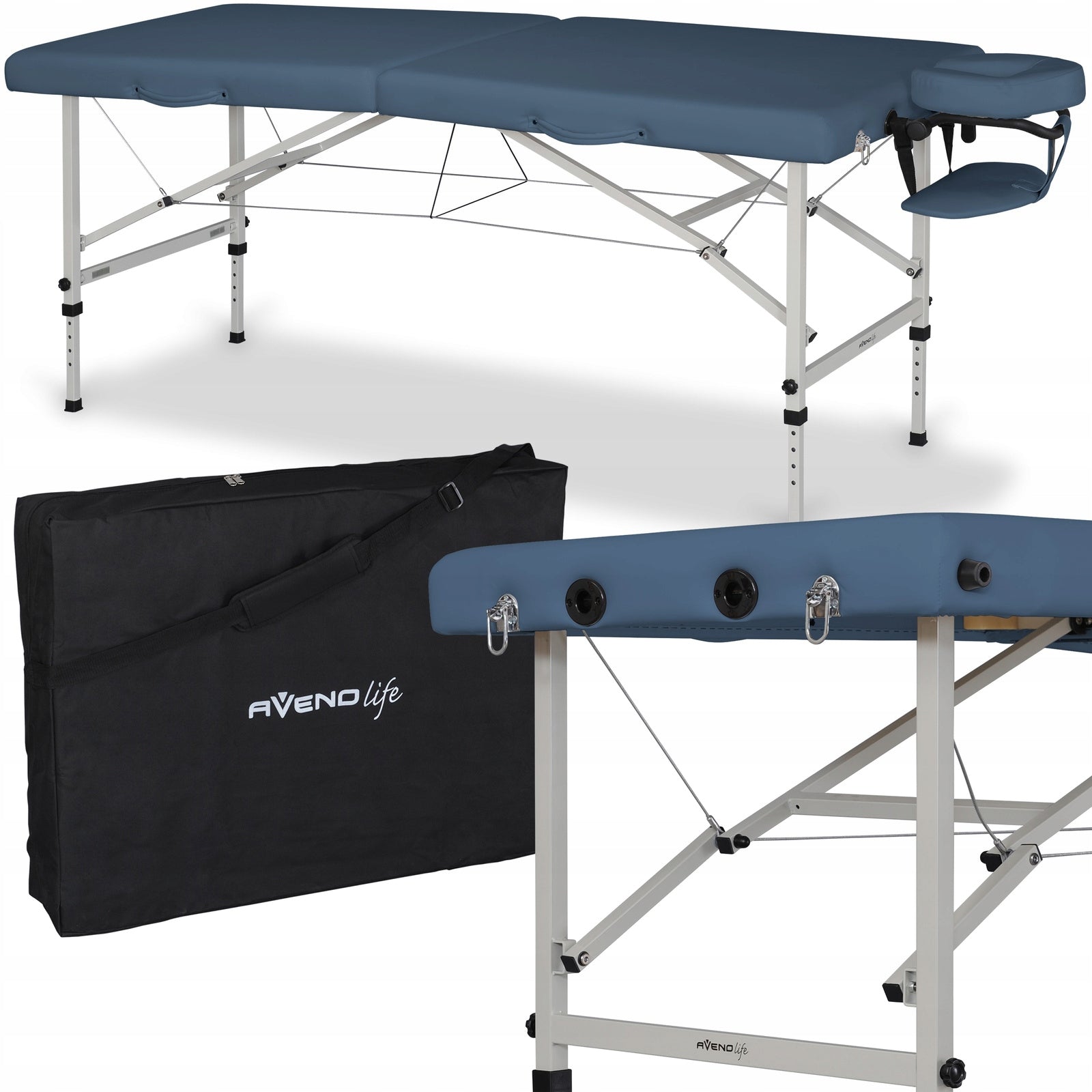 BED MASSAGE TABLE ALUMINUM FOLDING TORINA COVER FOAM 4CM