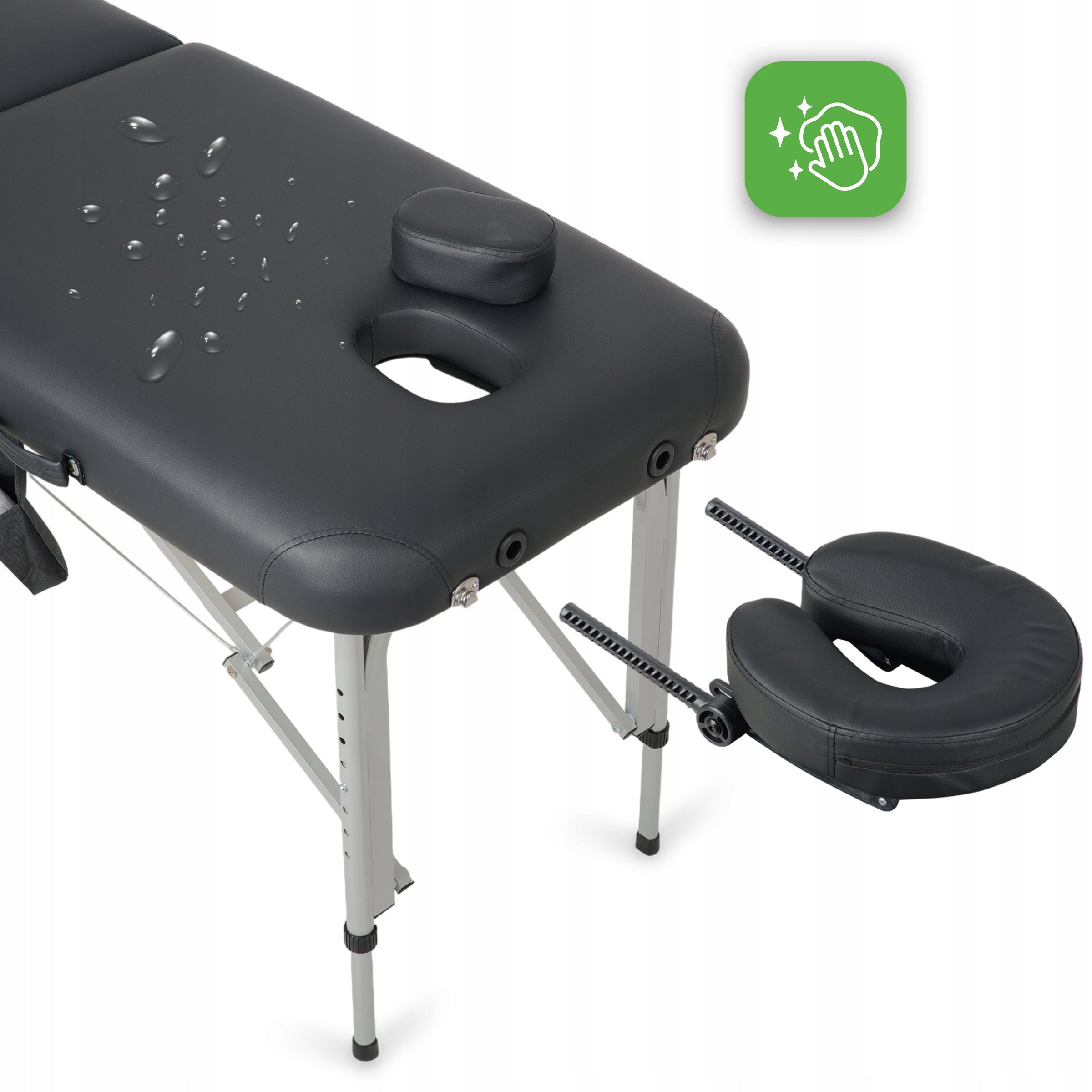 BED MASSAGE TABLE ALUMINUM FOLDING VERA 60CM BLACK WITH ACCESSORIES Color black