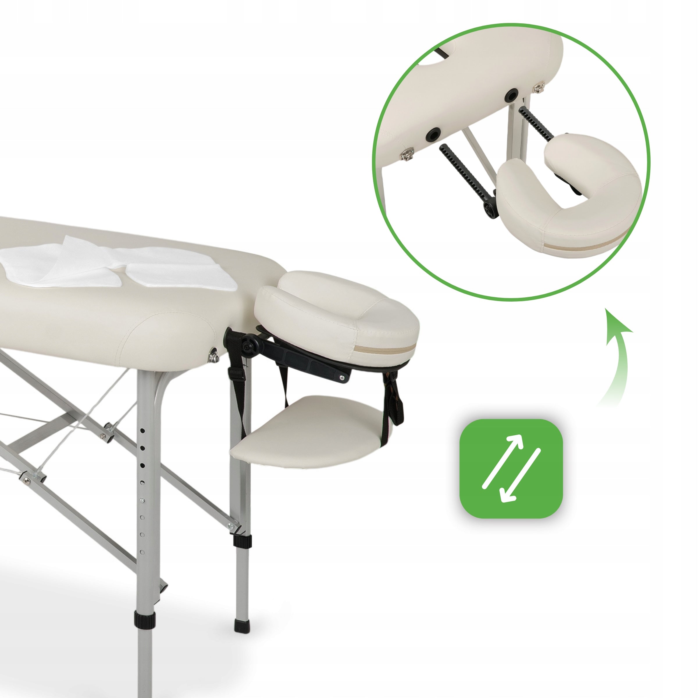 BED MASSAGE TABLE ALUMINUM FOLDING VERA 60CM WHITE WITH ACCESSORIES Packaging status original