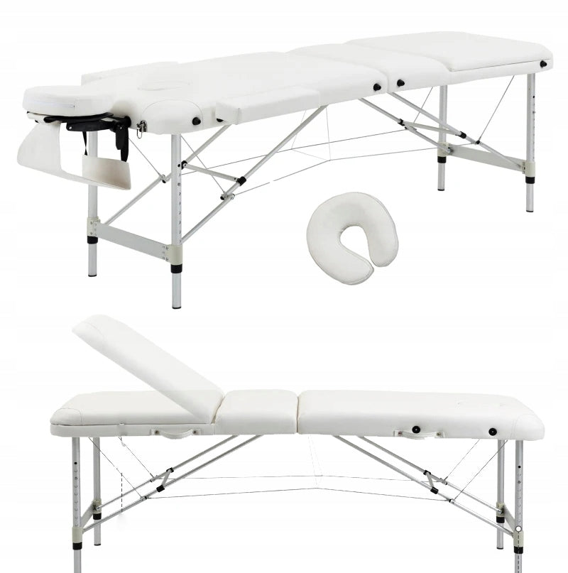 BED MASSAGE TABLE ALUMINUM FOLDING WHITE COSMETIC 215 cm x 60 cm Color white