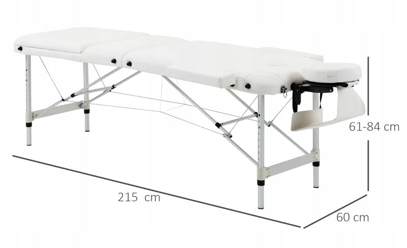 BED MASSAGE TABLE ALUMINUM FOLDING WHITE COSMETIC 215 cm x 60 cm Manufacturer code ŁÓŻKO STÓŁ DO MASAŻU ALUMINIOWY 215 x 60 cm