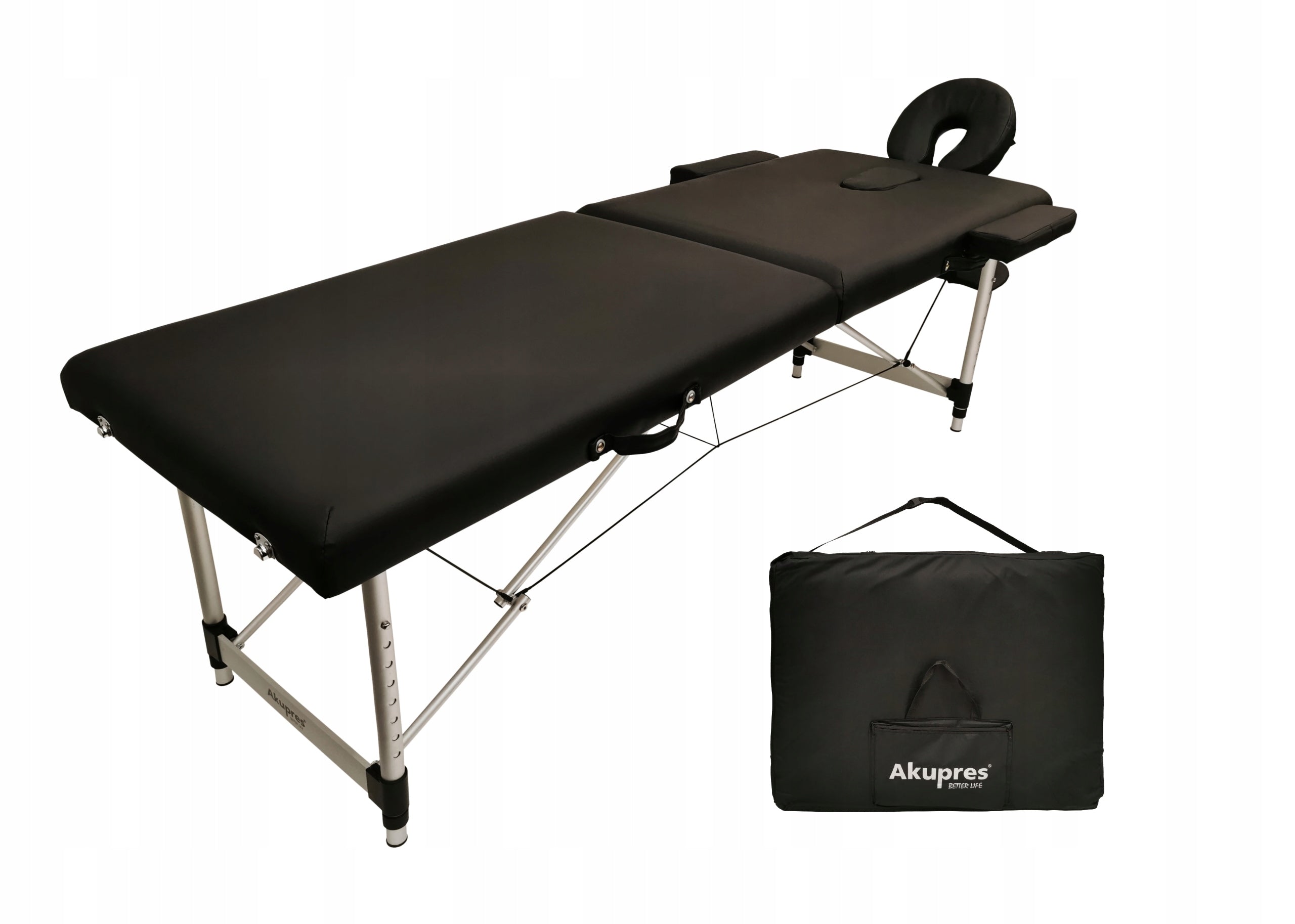 BED MASSAGE TABLE FABIO BLACK FOLDING PORTABLE BAG AKUPRES LIGHT