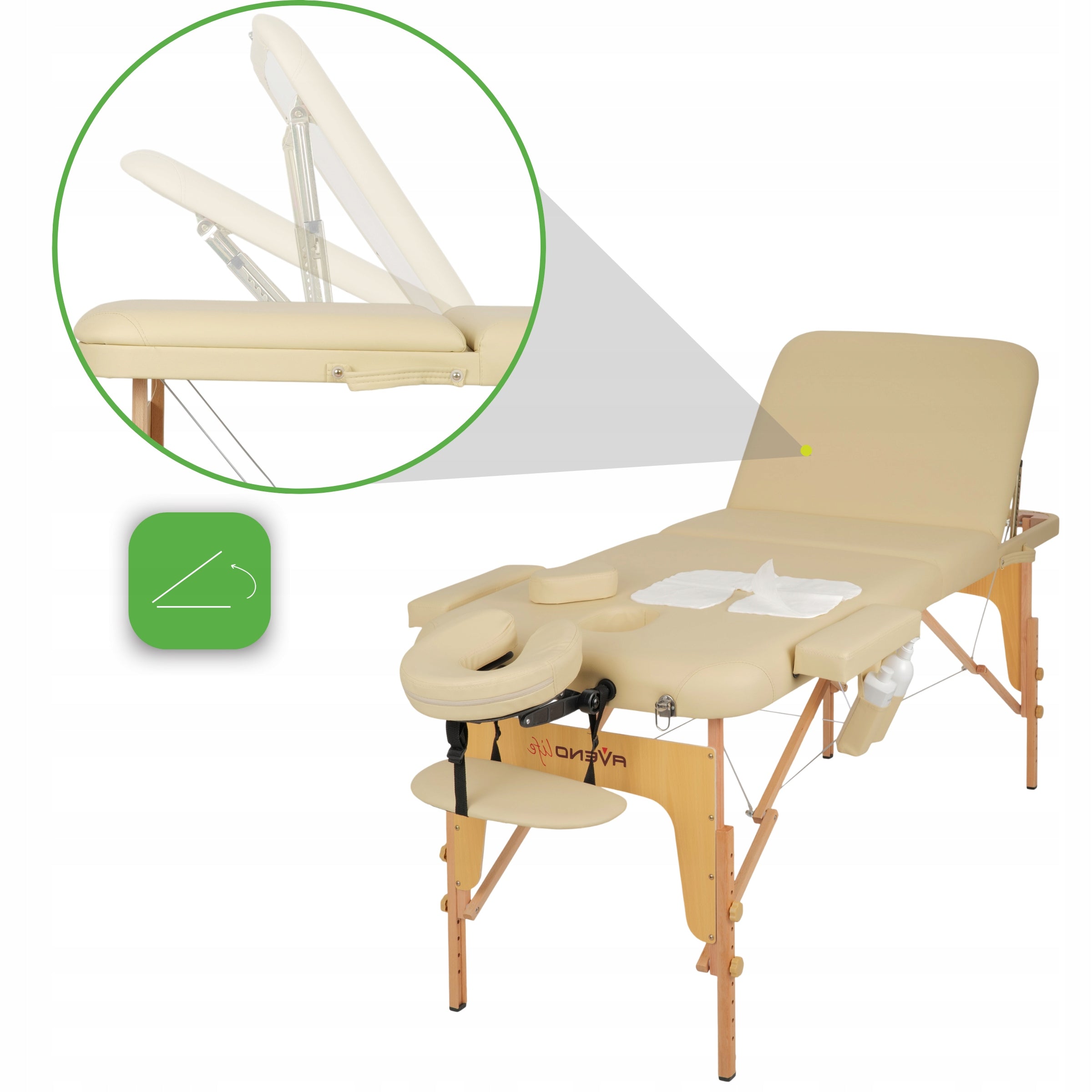 BED MASSAGE TABLE FOLDING 70 CM 3 SEGMENTS BIANCA COVER FOAM 5CM Frame material wood