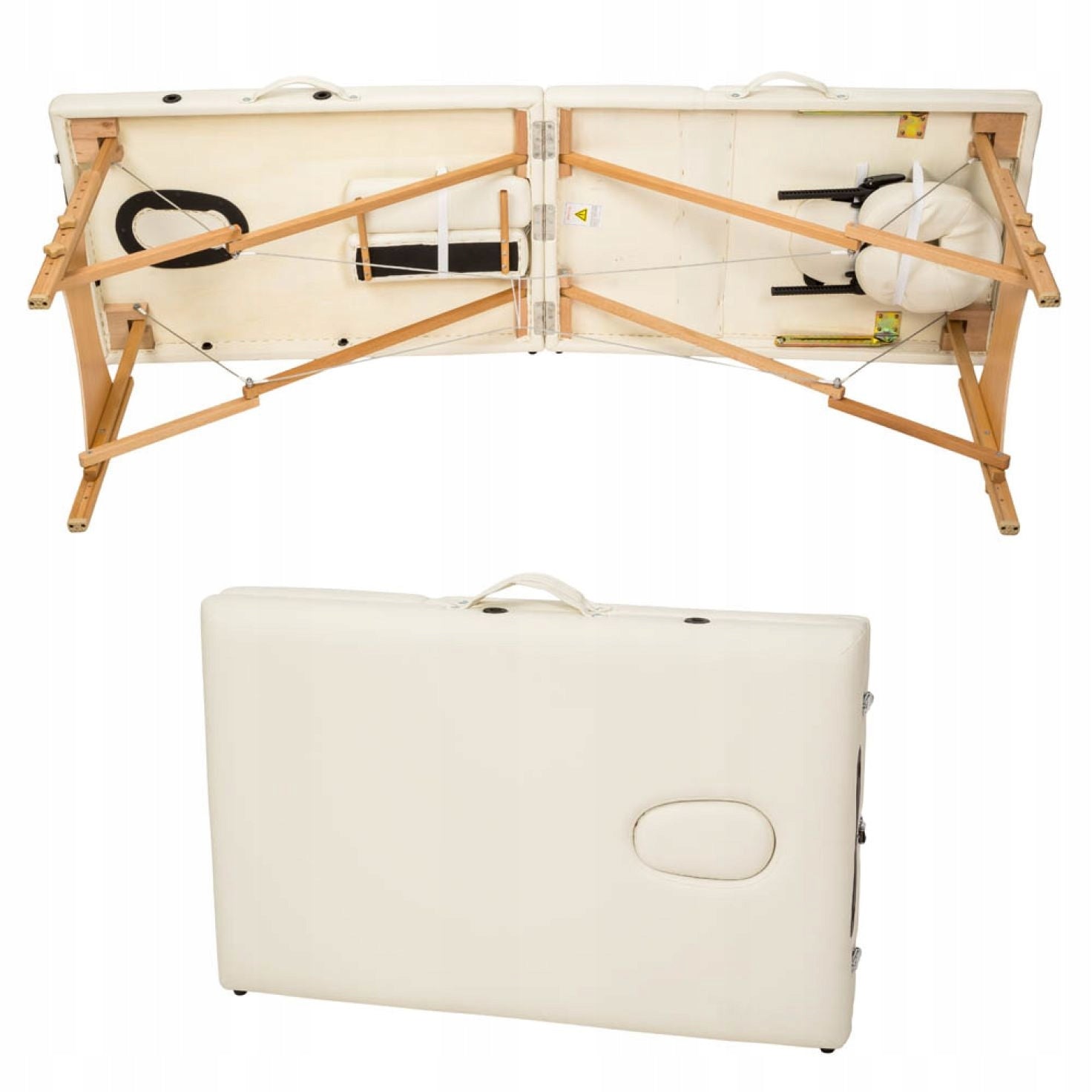 BED MASSAGE TABLE WOODEN FOLDING BEIGE Color brown