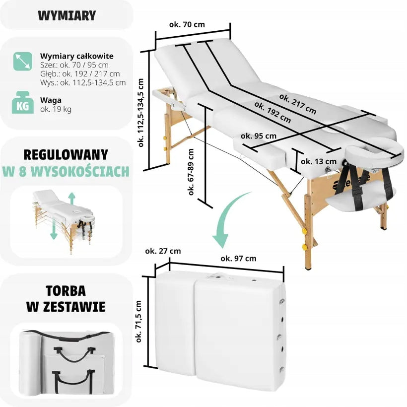BED MASSAGE TABLE WOODEN FOLDING Packaging status original