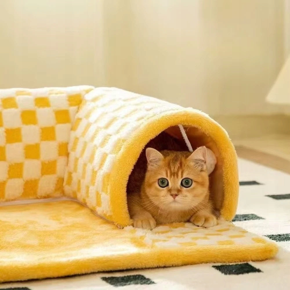 BED TUNNEL MAT FOR CAT DOG RABBIT RODENTS SOFT POMPOMS L Brand no brand