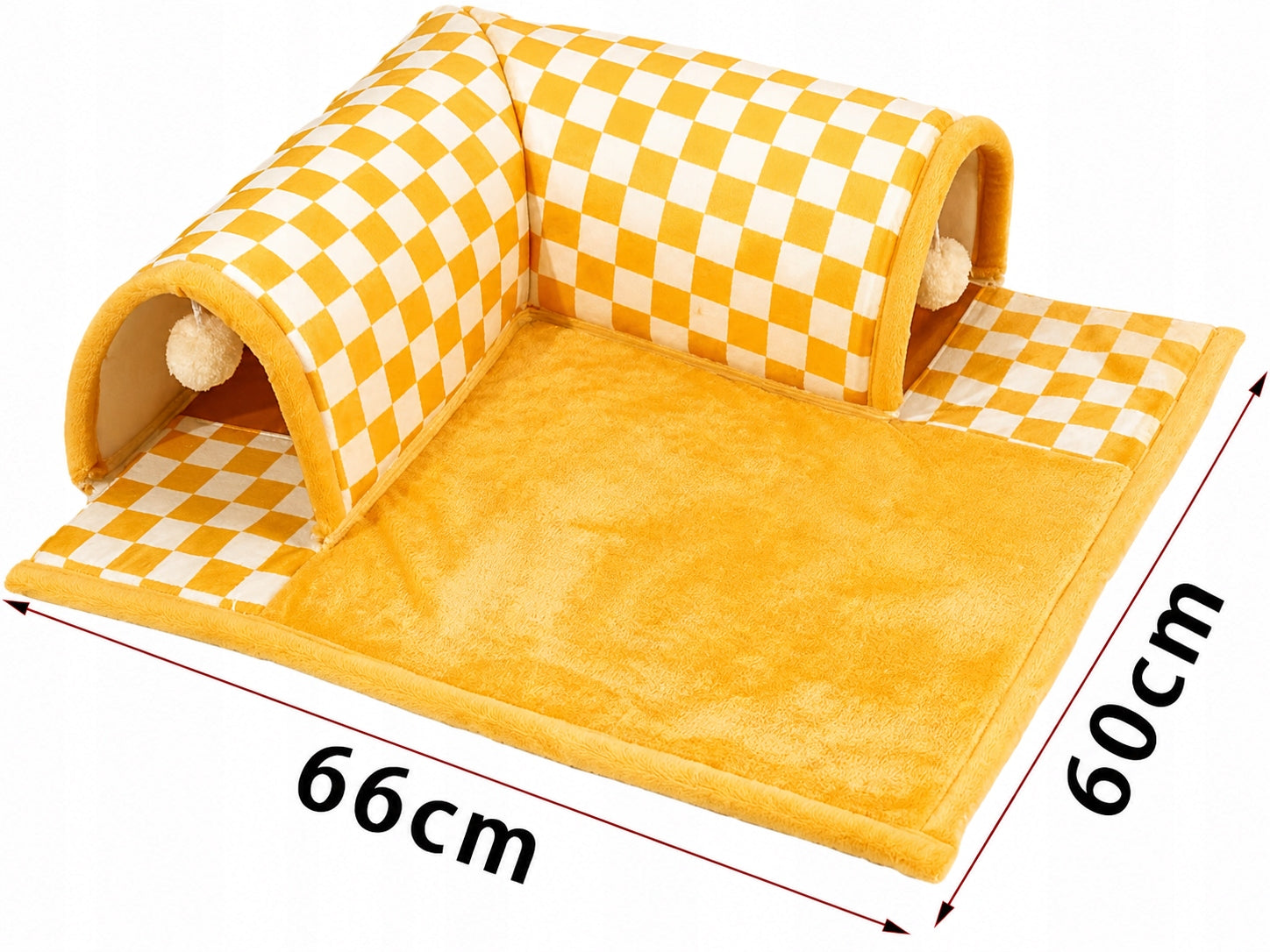 BED TUNNEL MAT FOR CAT DOG RABBIT RODENTS SOFT POMPOMS L Packaging status original