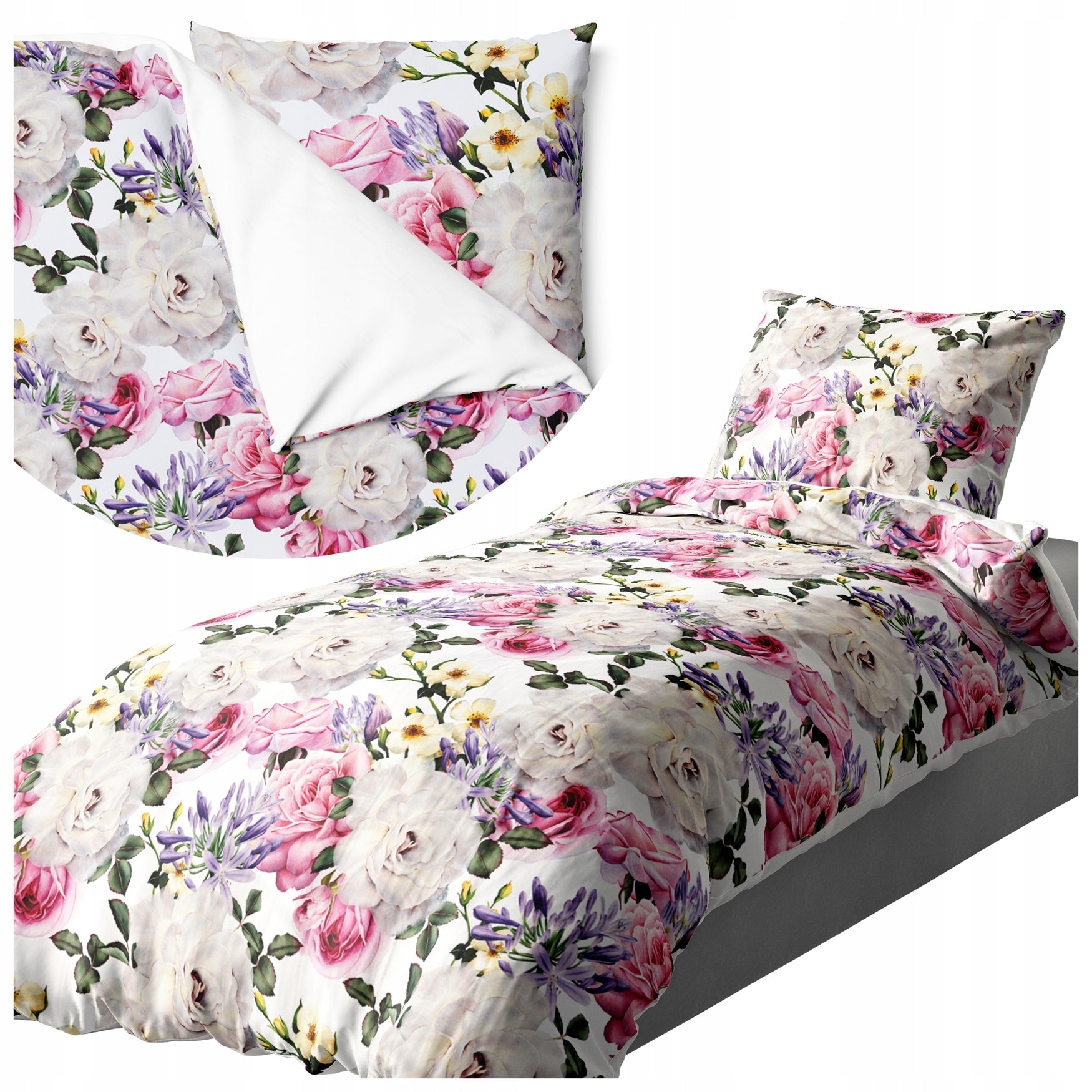 BEDDING 140X200 CM BEDDING SET + PILLOWCASE 70X80 SET FLOWERS 0010