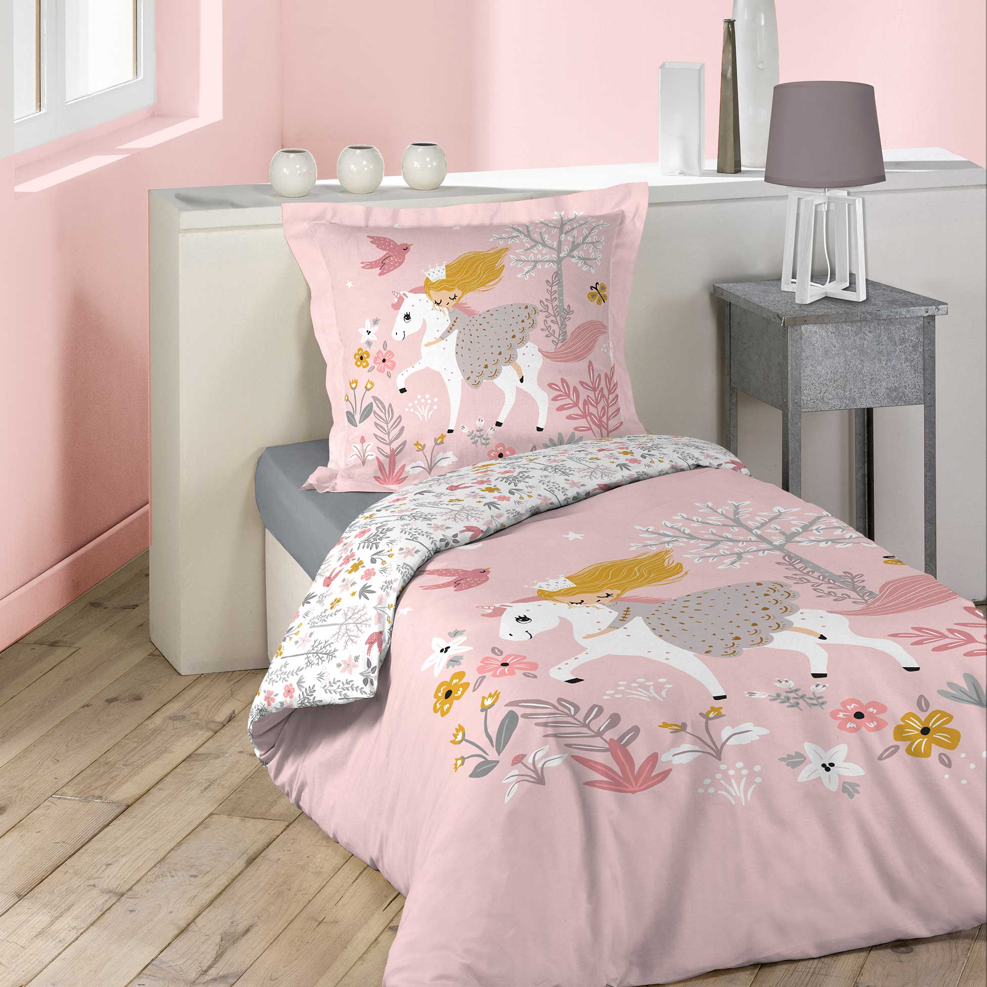 BEDDING FOR CHILDREN GIRLS 140x200 COTTON Manufacturer code Pościel Fee Des Bois 140x200 różowa