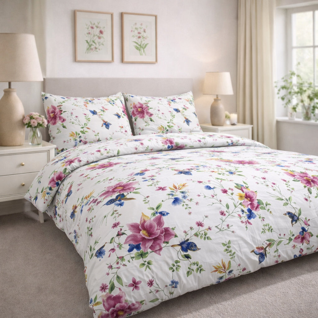 BEDDING SET 160x200 COTTON 100% THICK 3 PIECES Poland PREMIUM FLOWERS Packaging status original