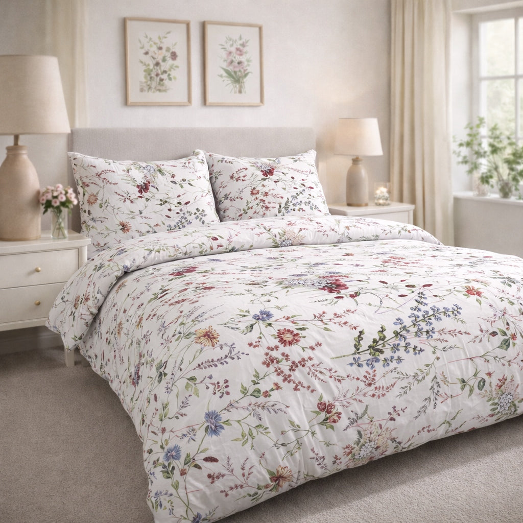 BEDDING SET 200x220 COTTON 100% THICK 3 PIECES Poland PREMIUM FLOWERS Packaging status original