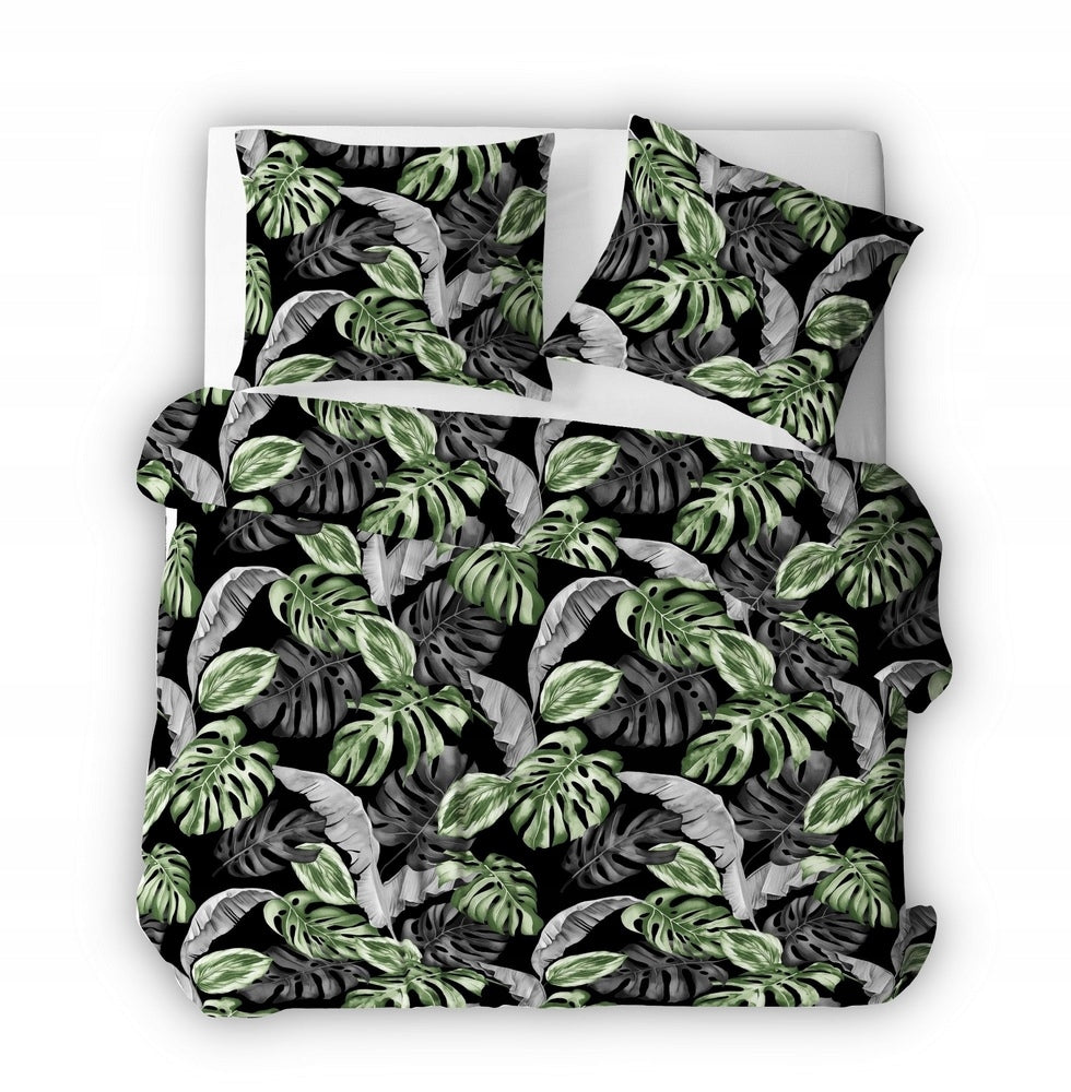 BEDDING WITH BARK 200x220 PATTERN BIELAWA POLAND BARK black gray green leaves Brand Fan