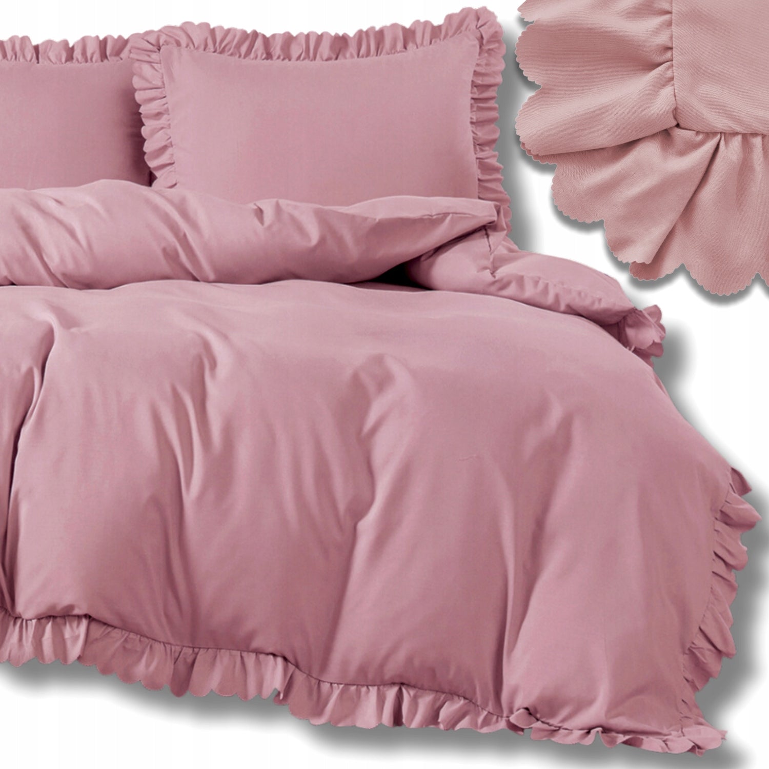BEDDING WITH FRILL 140x200 + PILLOWCASE 70x80 BEDDING SET WITH FRILL