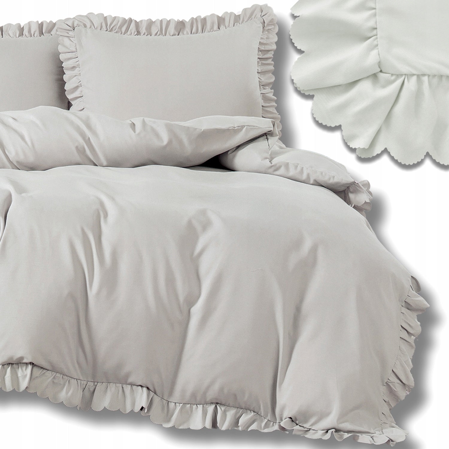 BEDDING WITH FRILL 160x200 +2 PILLOWCASES BEDDING SET WITH FRILL
