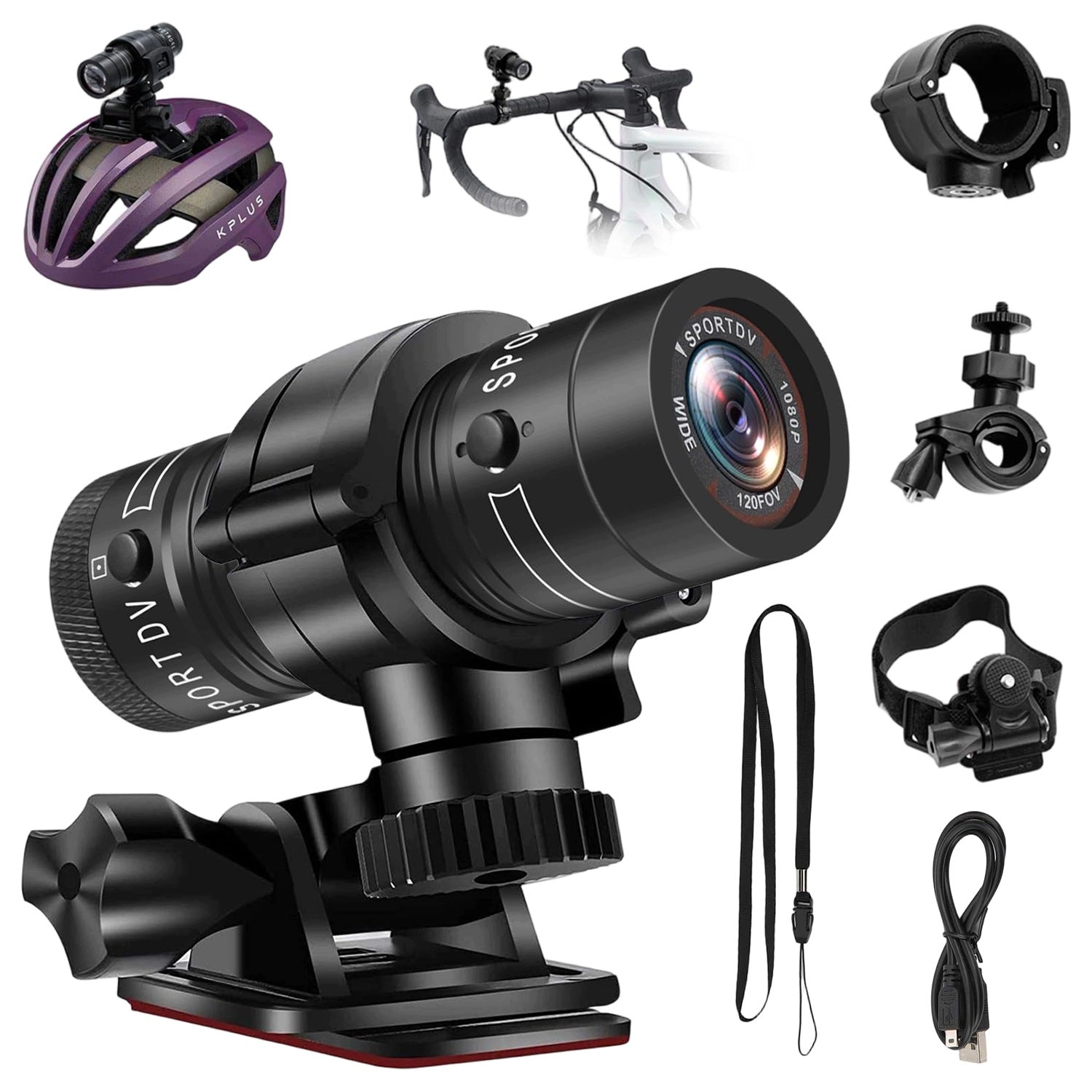 BEDEE Helmet Camera 1080p 120° Metal Waterproof 2h Recording