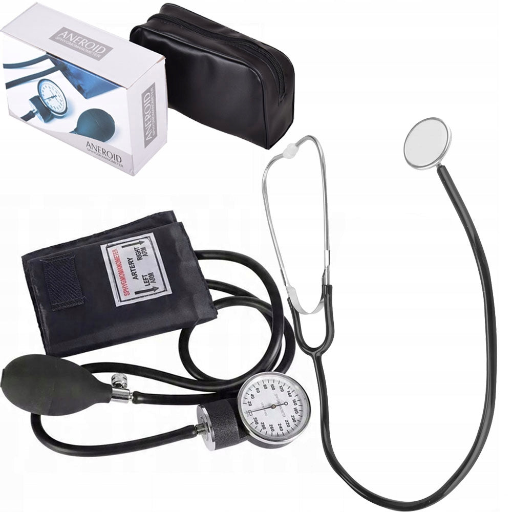 BEDEE Manual Aneroid Blood Pressure Monitor With Stethoscope Cuff Set + Case